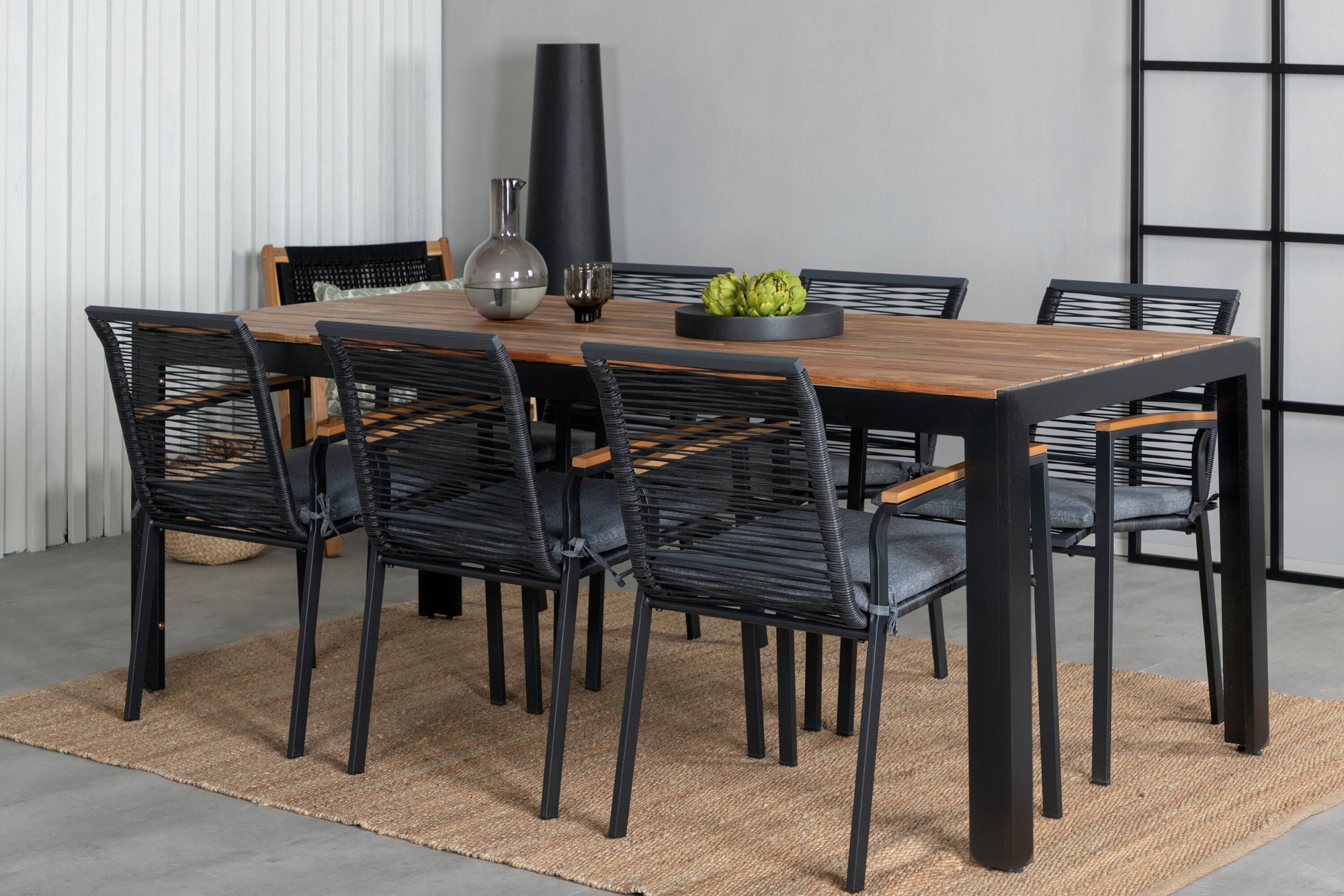 Venture Home Bois spisebord 205*90cm - Black Legs / Acacia +Dallas Spisebordsstol_6