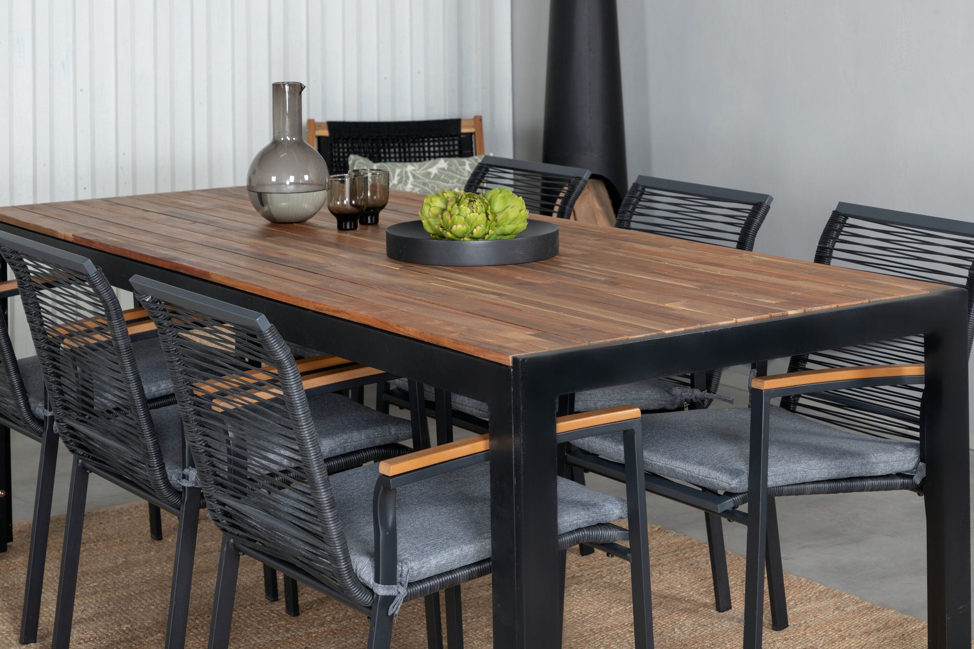 Venture Home Bois spisebord 205*90cm - Black Legs / Acacia +Dallas Spisebordsstol_6