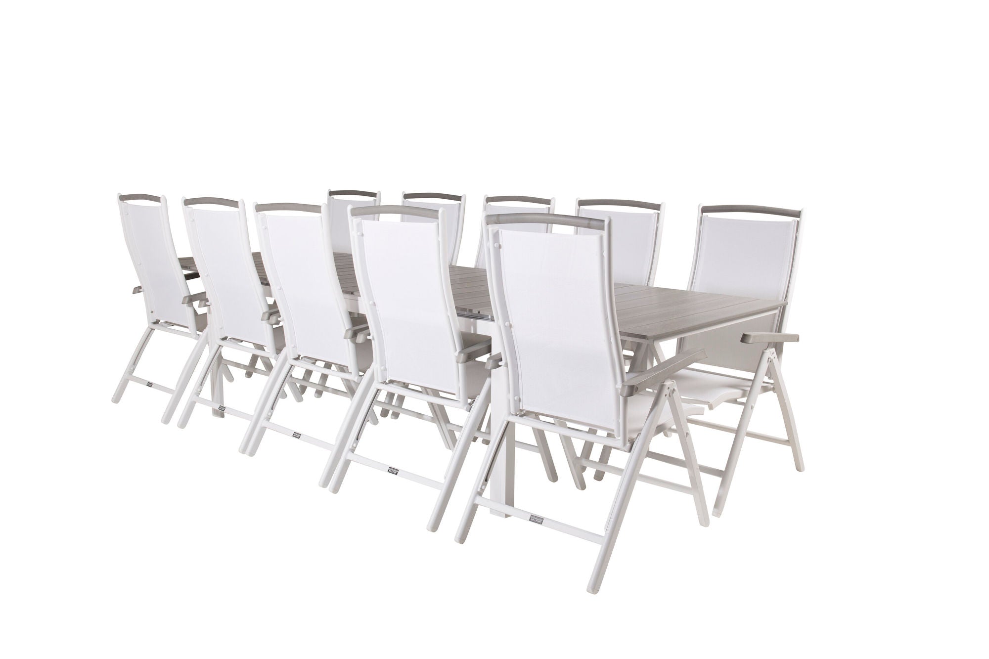 Venture Home Levels spisebord 224/324*100 - White Alu / Grey Aintwood +Albany stol 5:pos - White Alu / White Textilene / Aintwood_10