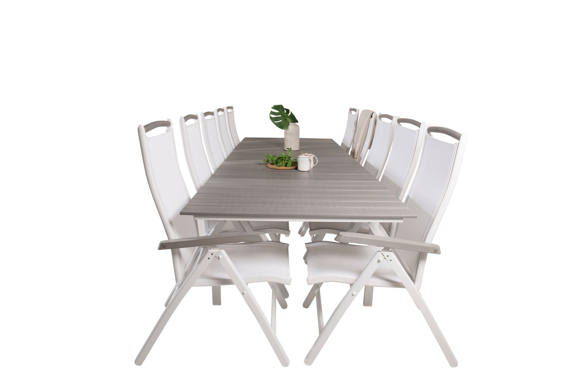 Venture Home Levels spisebord 224/324*100 - White Alu / Grey Aintwood +Albany stol 5:pos - White Alu / White Textilene / Aintwood_10
