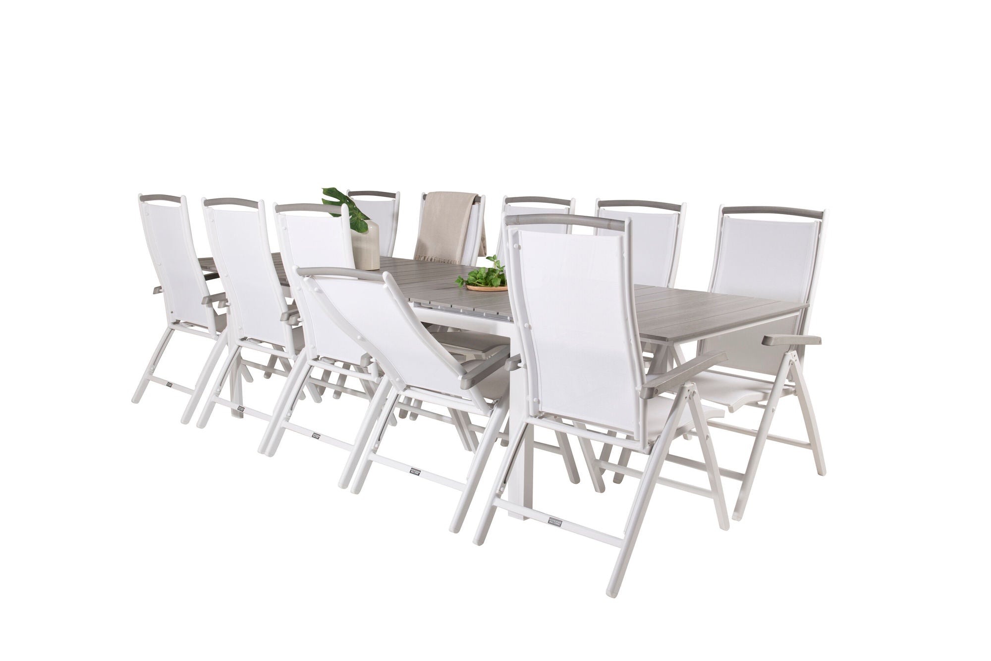 Venture Home Levels spisebord 224/324*100 - White Alu / Grey Aintwood +Albany stol 5:pos - White Alu / White Textilene / Aintwood_10