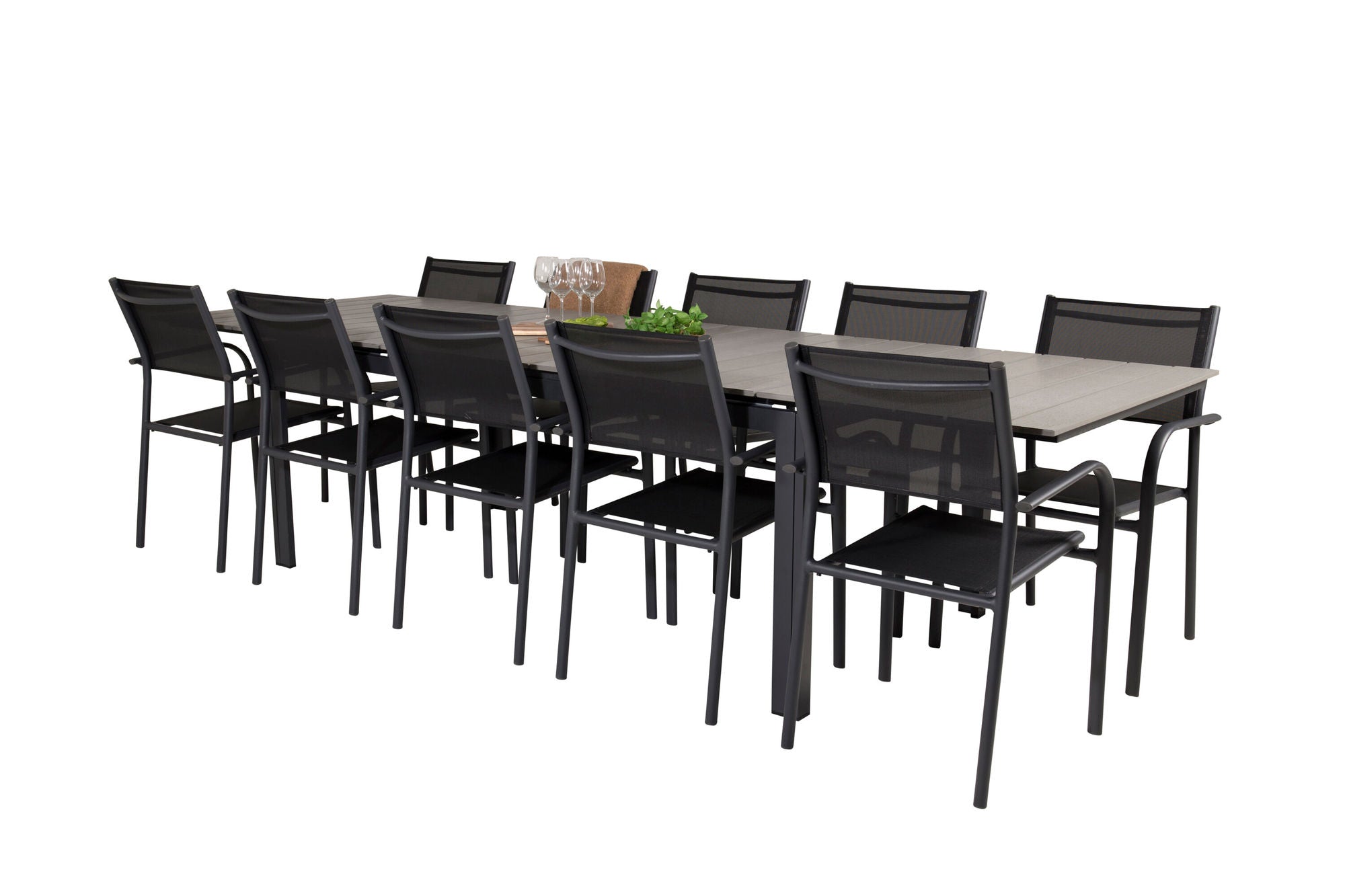 Venture Home Levels spisebord 224/324*100 - Black Aintwood +Santorini Arm stol (Stackable) - Black alu / Black Textilene_10
