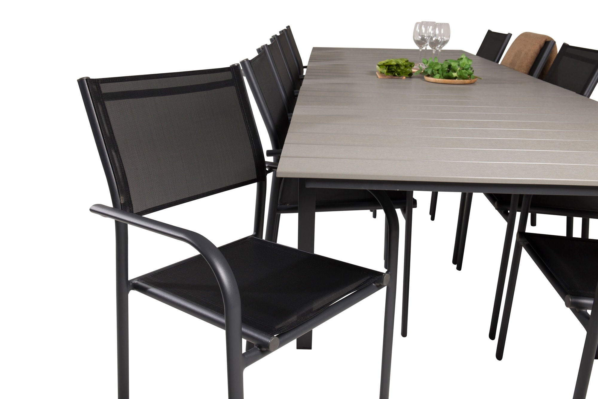 Venture Home Levels spisebord 224/324*100 - Black Aintwood +Santorini Arm stol (Stackable) - Black alu / Black Textilene_10
