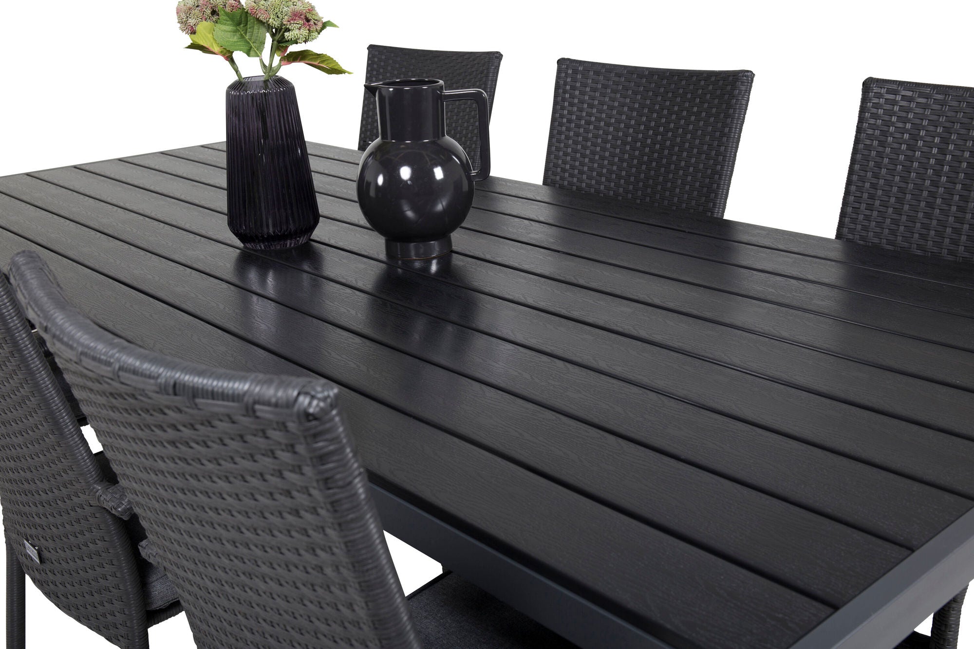 Venture Home Break spisebord - 205*90 - Black Alu / Black Aintwood+Anna Arm stol (stackab