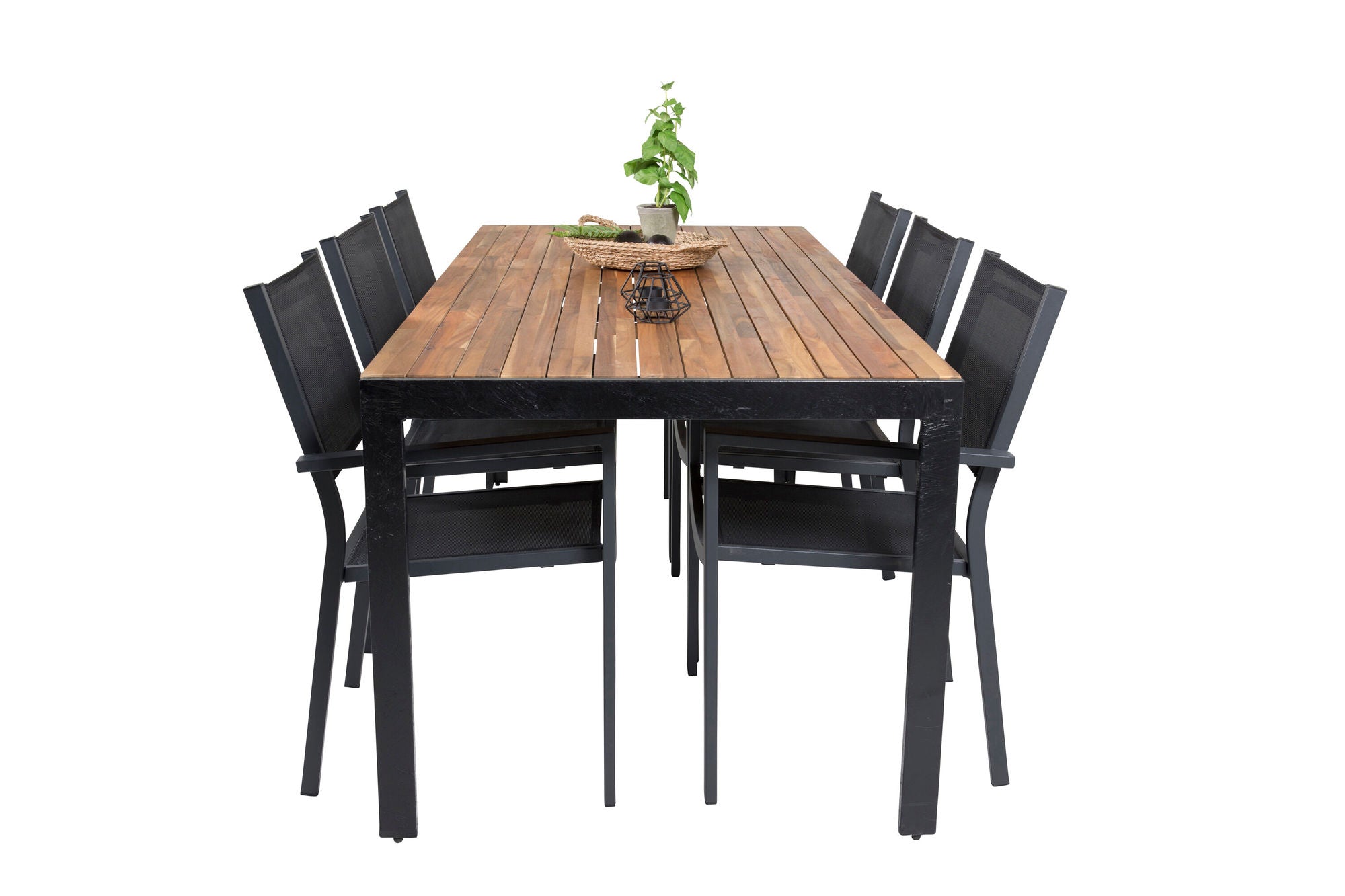Venture Home Bois spisebord 200*100cm - Black Legs / Acacia +Copacabana Arm stol (stacka