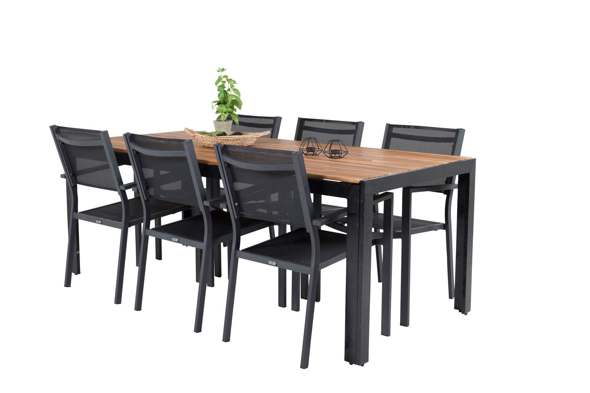 Venture Home Bois spisebord 200*100cm - Black Legs / Acacia +Copacabana Arm stol (stacka