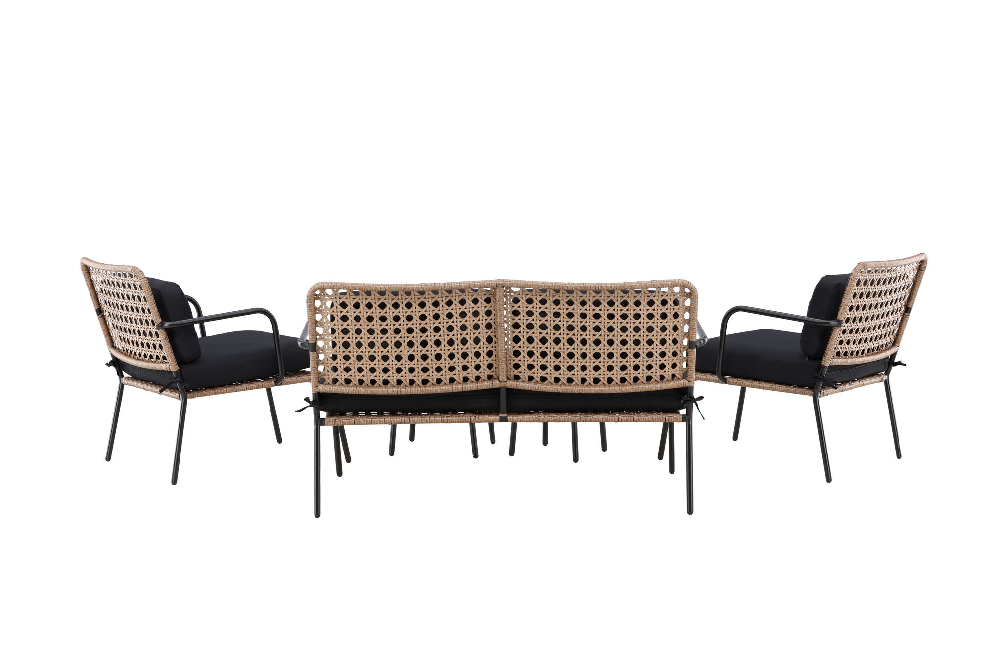Venture Home Paola Sofa set - Black Steel / Nature Wicker / Black Cushion