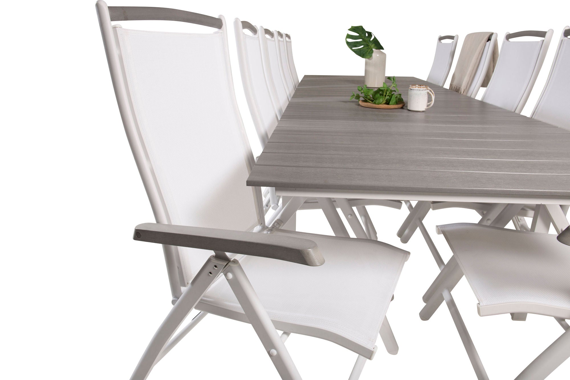 Venture Home Levels spisebord 224/324*100 - White Alu / Grey Aintwood +Albany stol 5:pos - White Alu / White Textilene / Aintwood_10