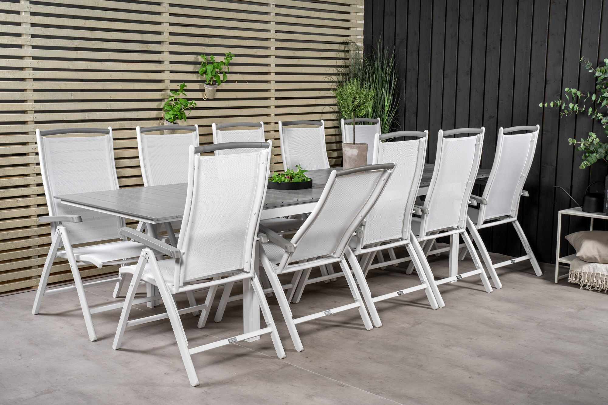 Venture Home Levels spisebord 224/324*100 - White Alu / Grey Aintwood +Albany stol 5:pos - White Alu / White Textilene / Aintwood_10