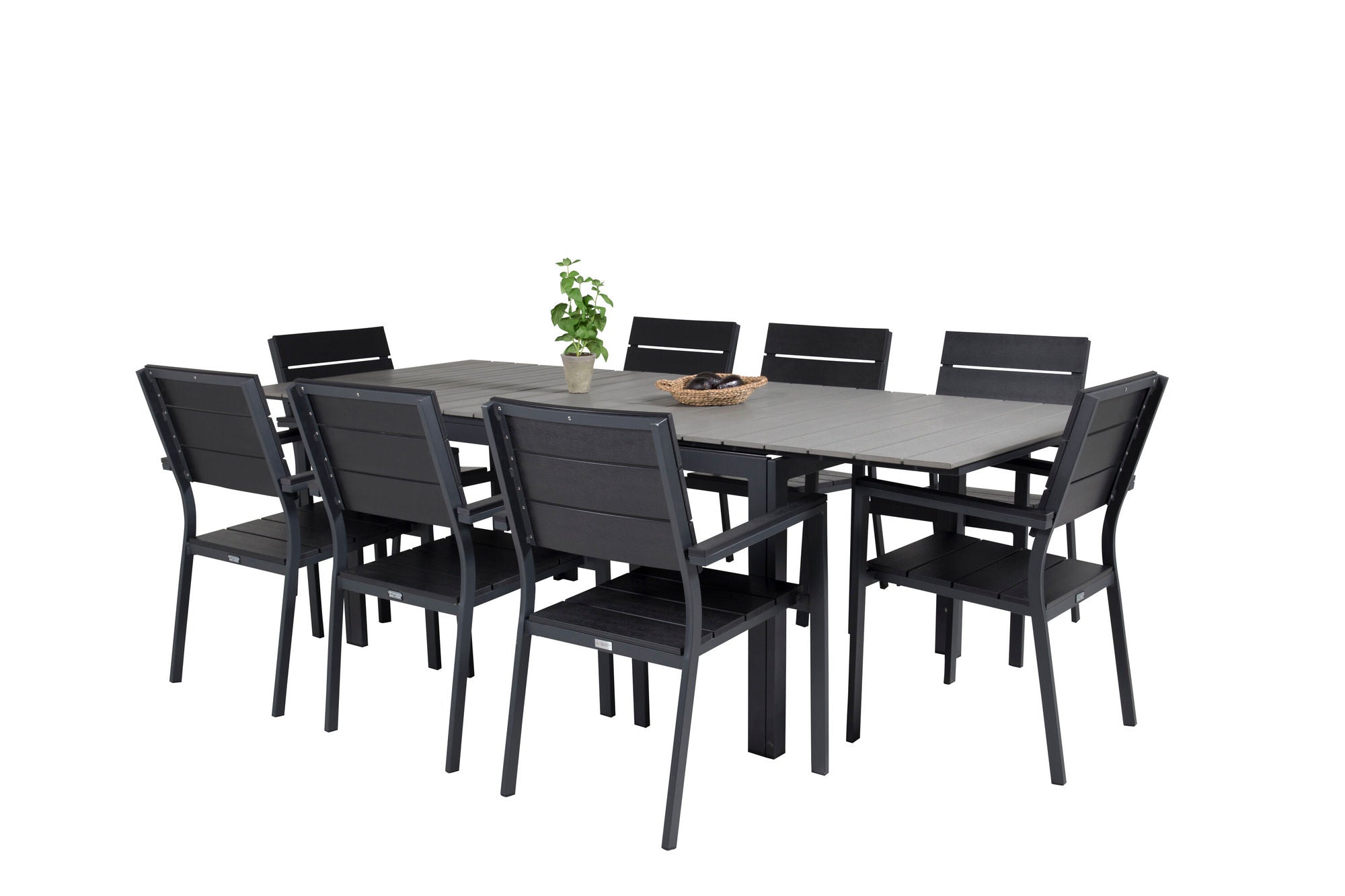 Venture Home Levels spisebord 160/240*90 - Black Alu / Grey Aintwood +Levels stol (stacka