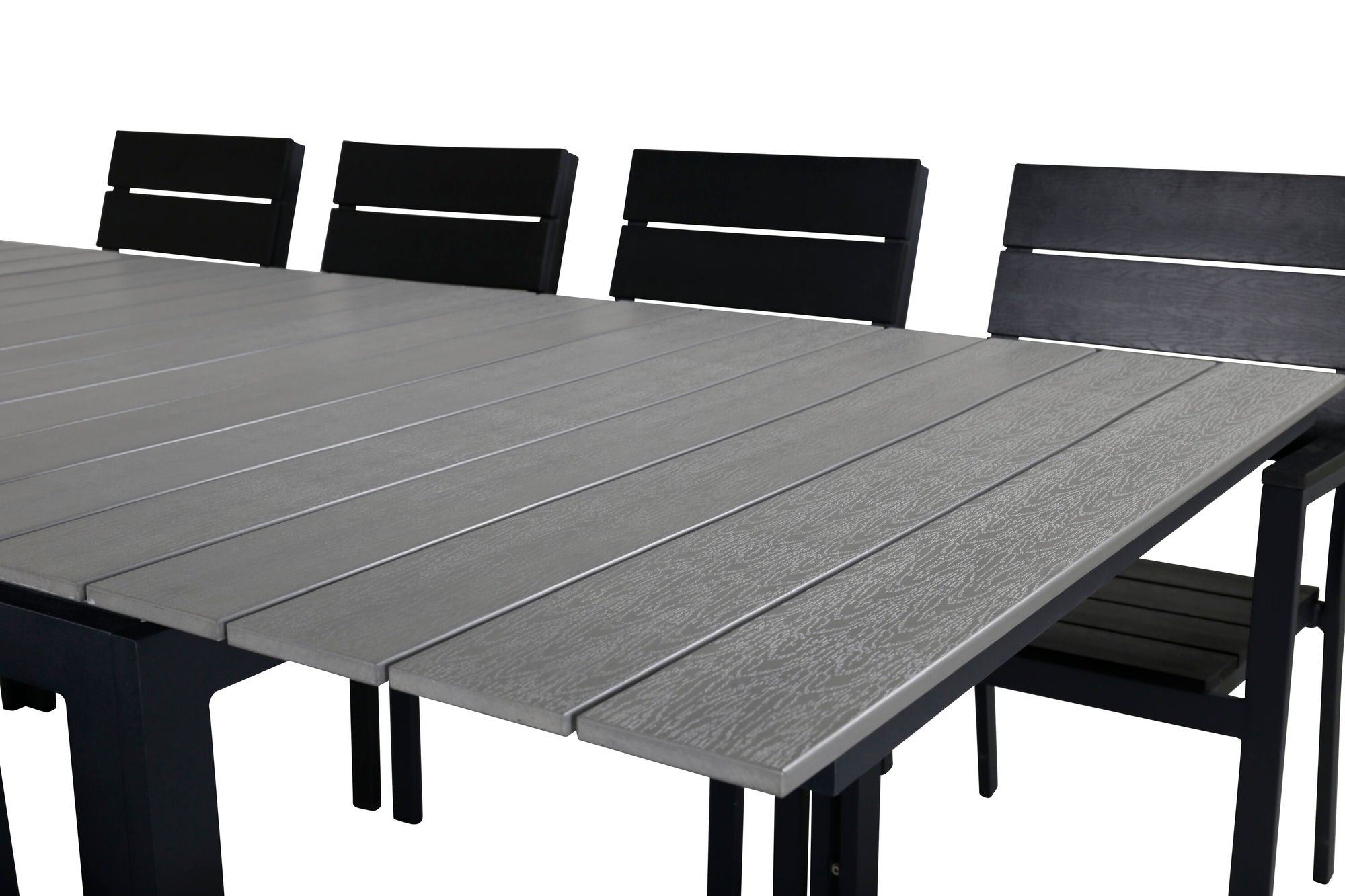 Venture Home Levels spisebord 160/240*90 - Black Alu / Grey Aintwood +Levels stol (stacka