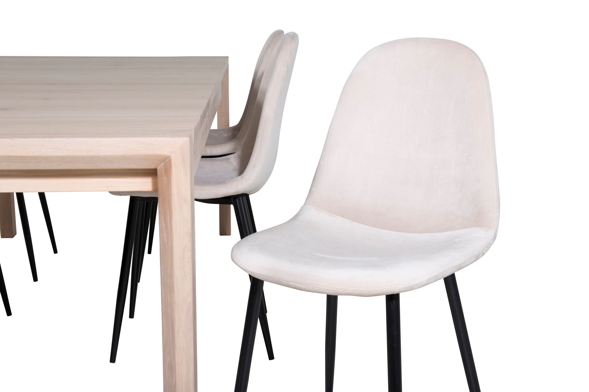Venture Home Slider Extention bord - White Wash - 170+40+40cm +Polar Spisebordsstol- Black le