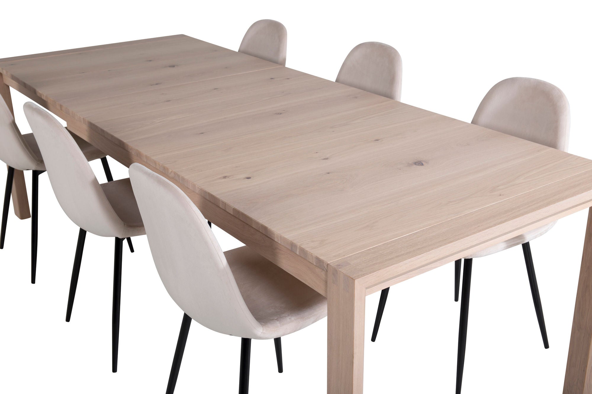 Venture Home Slider Extention bord - White Wash - 170+40+40cm +Polar Spisebordsstol- Black le