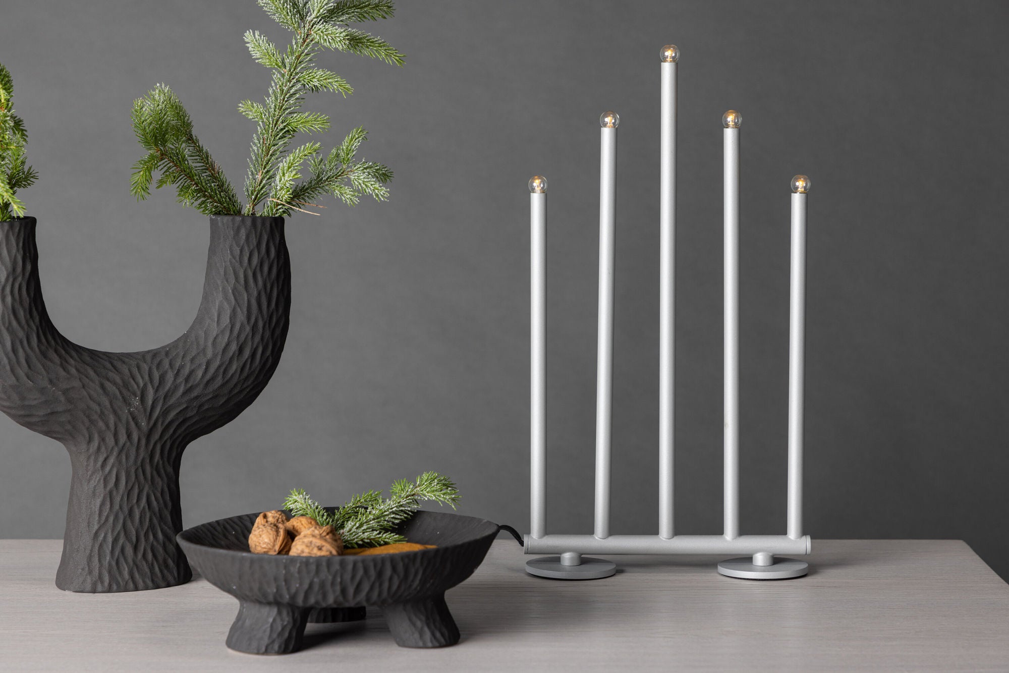 Venture Home Björnfjället Candlestick 40cm  - Matt Silver DImmer /