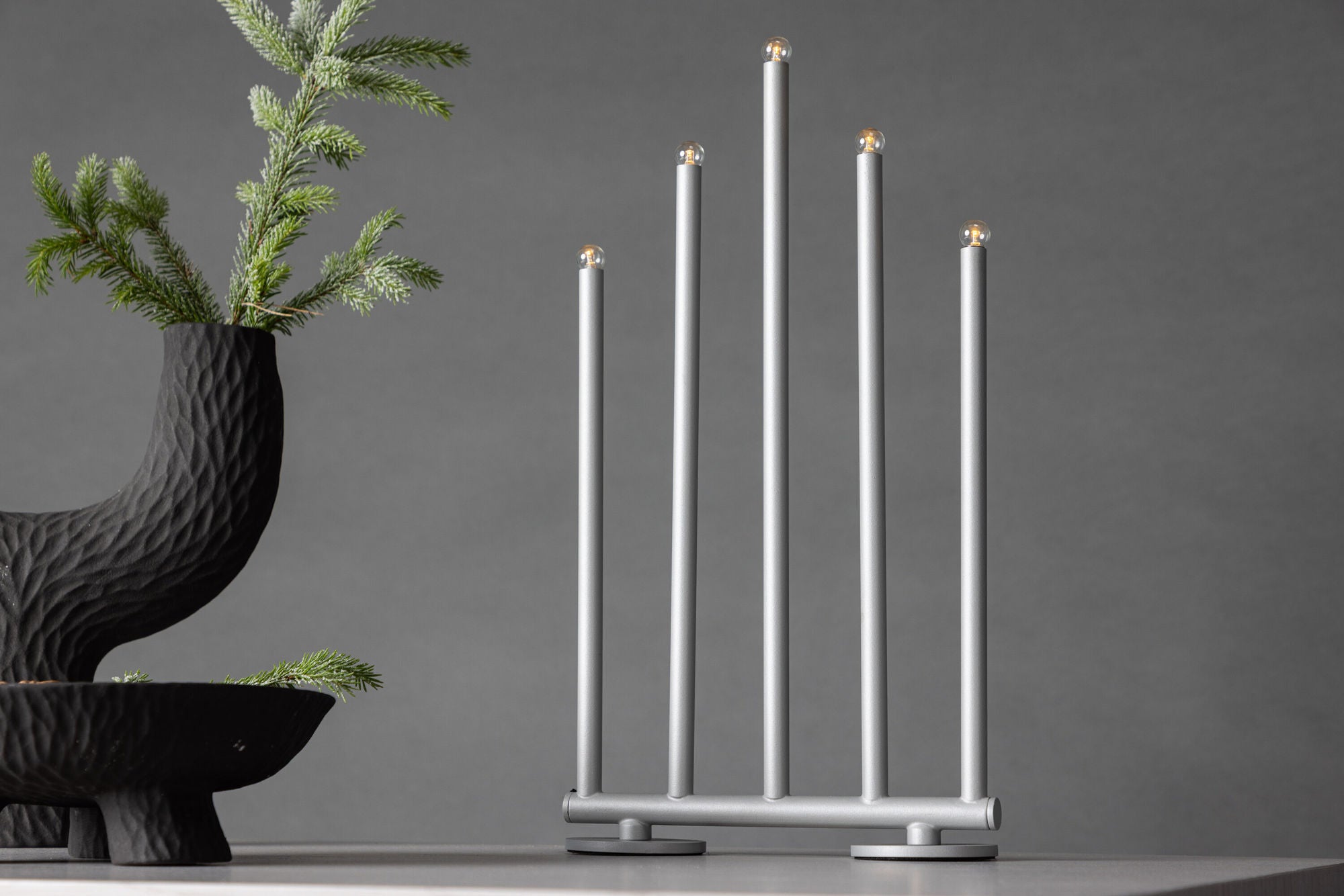 Venture Home Björnfjället Candlestick 40cm  - Matt Silver DImmer /
