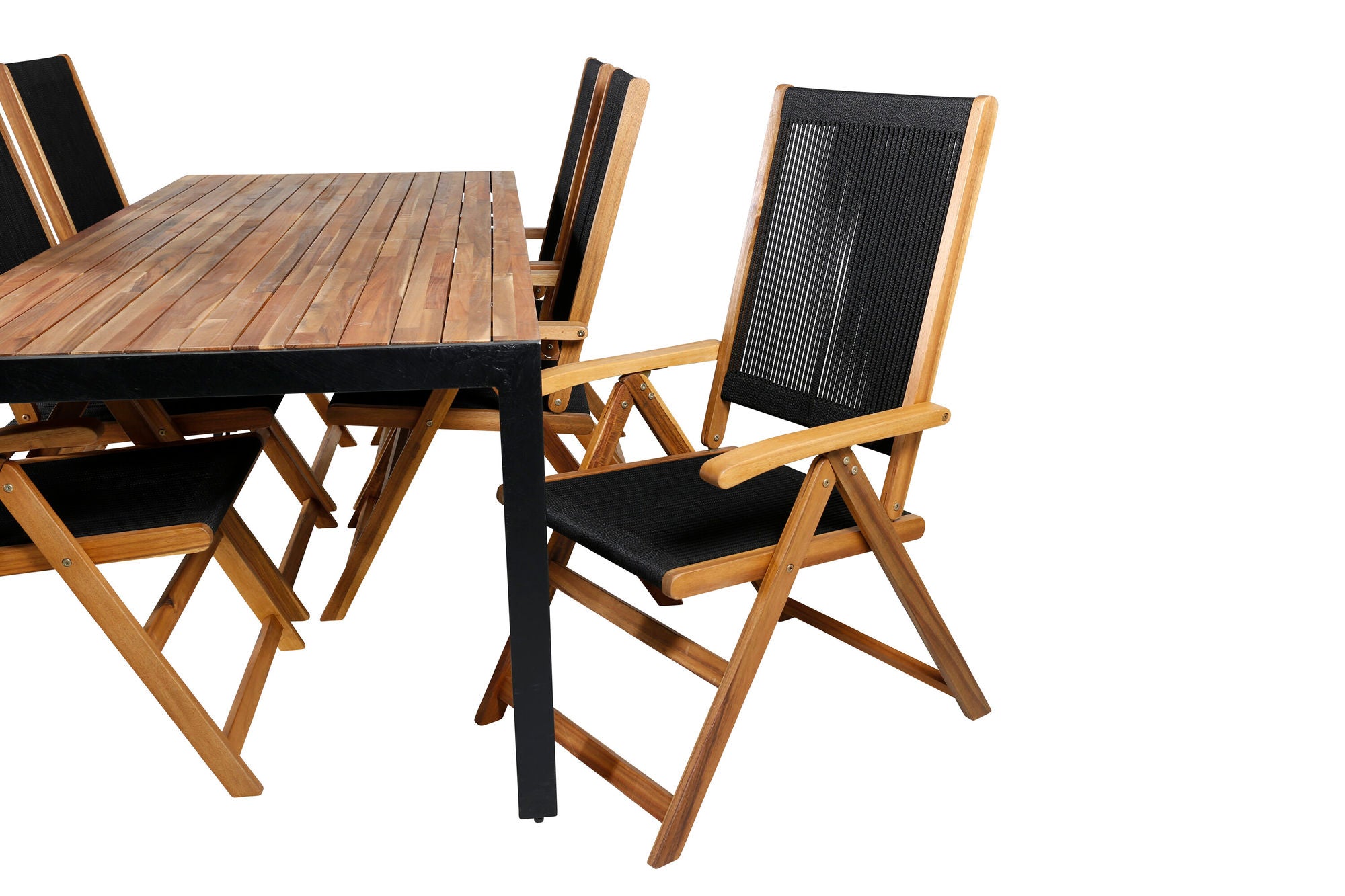 Venture Home Bois spisebord 205*90cm - Black Legs / Acacia +Little John foldable stol - Rope / Acacia_6