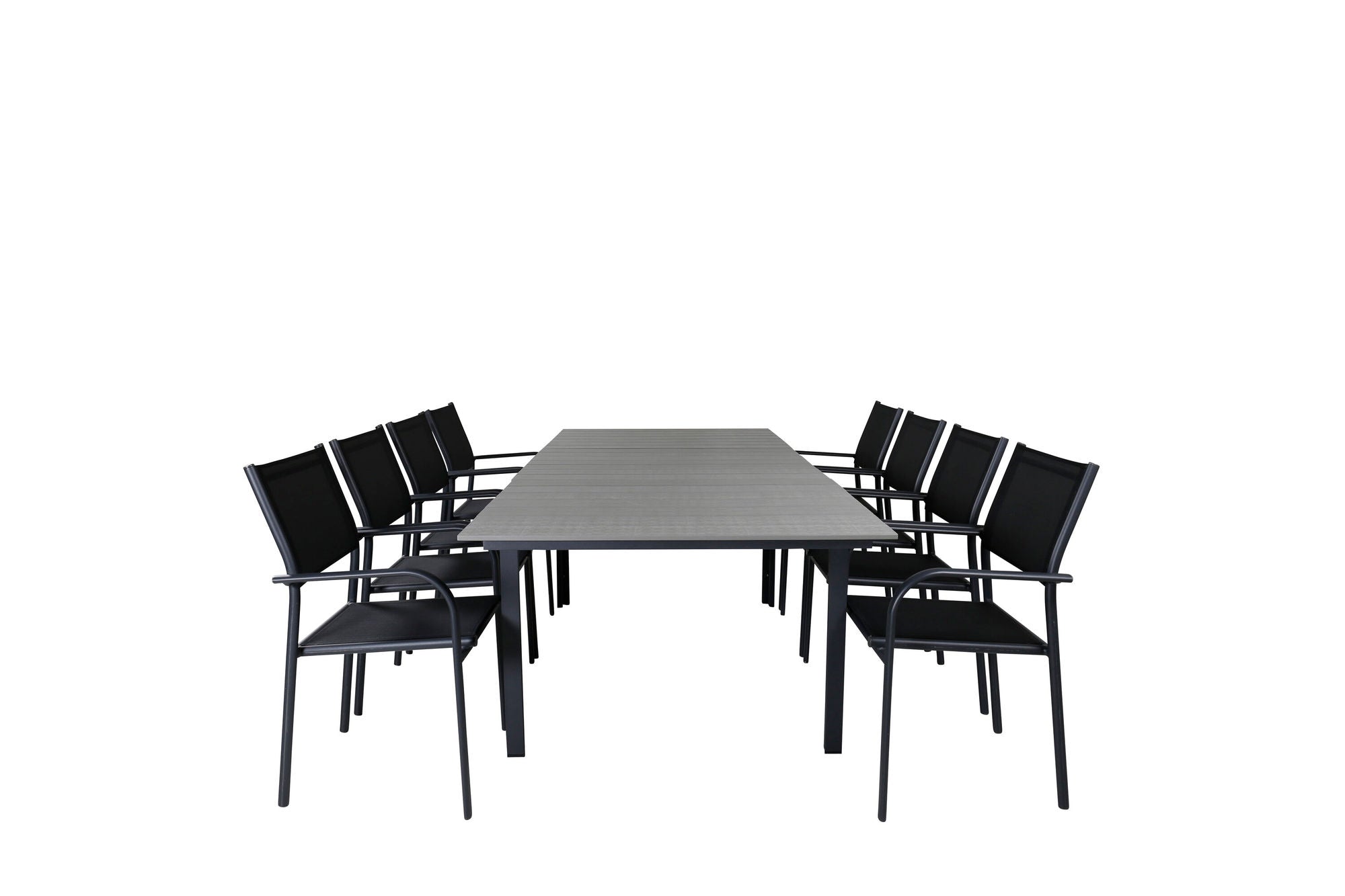 Venture Home Levels bord 160/240 - Black/Grey - Santorini Arm stol (Stackable) - Black alu / Black Textilene 8