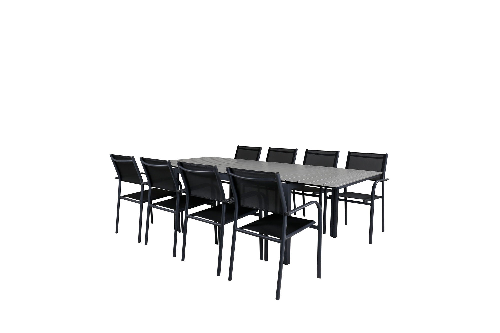 Venture Home Levels bord 160/240 - Black/Grey - Santorini Arm stol (Stackable) - Black alu / Black Textilene 8