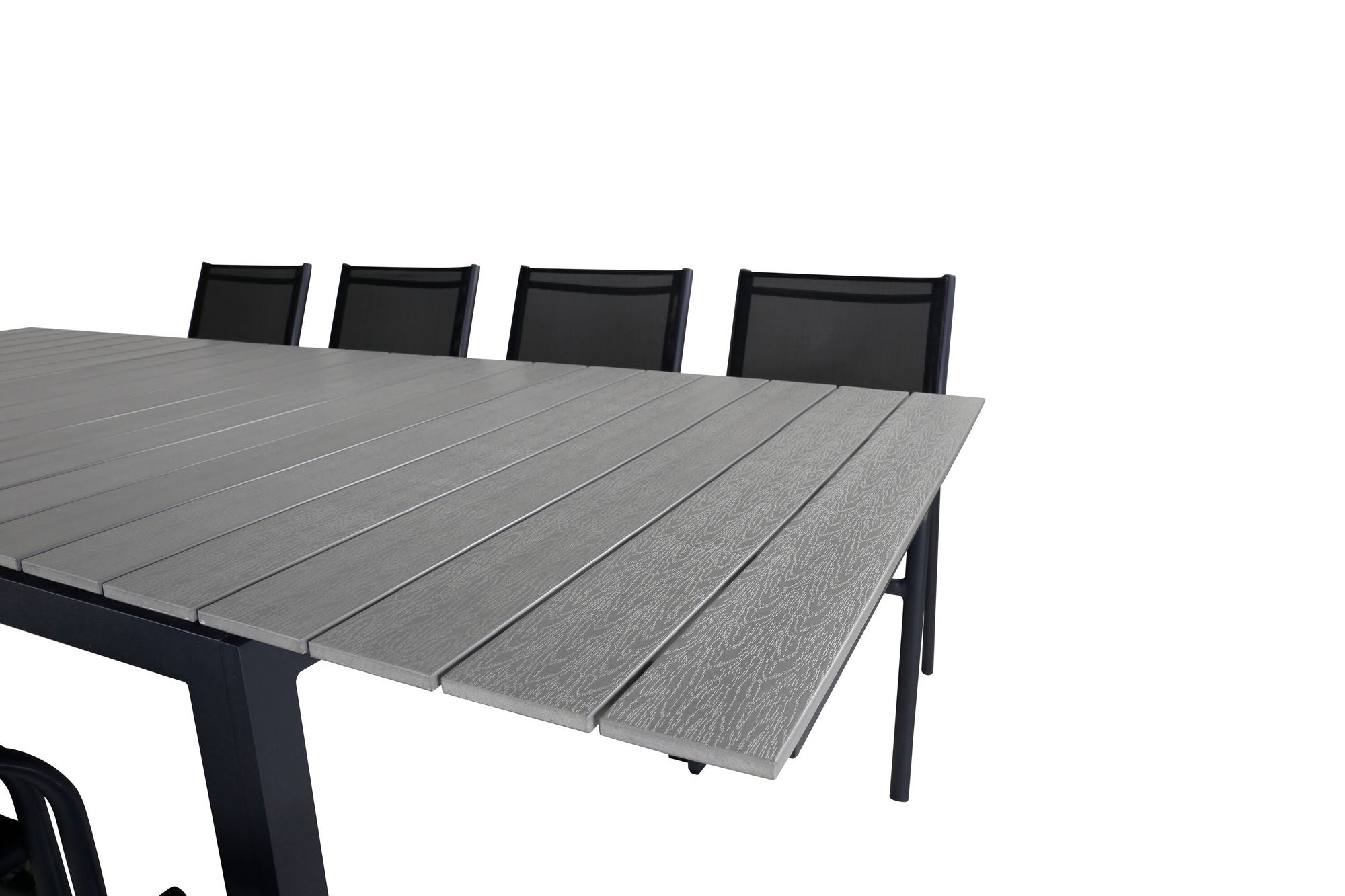 Venture Home Levels bord 160/240 - Black/Grey - Santorini Arm stol (Stackable) - Black alu / Black Textilene 8