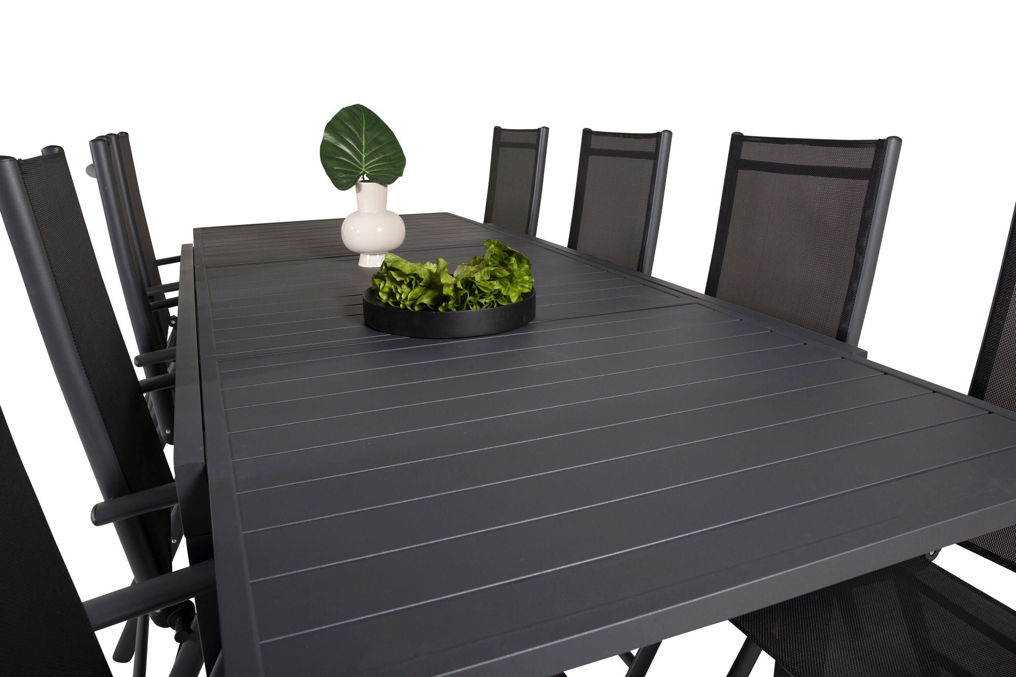 Venture Home Marbella spisebord 160/240*100*H75 - Black+Break 5:pos stol - Black alu / Black Textilene_8