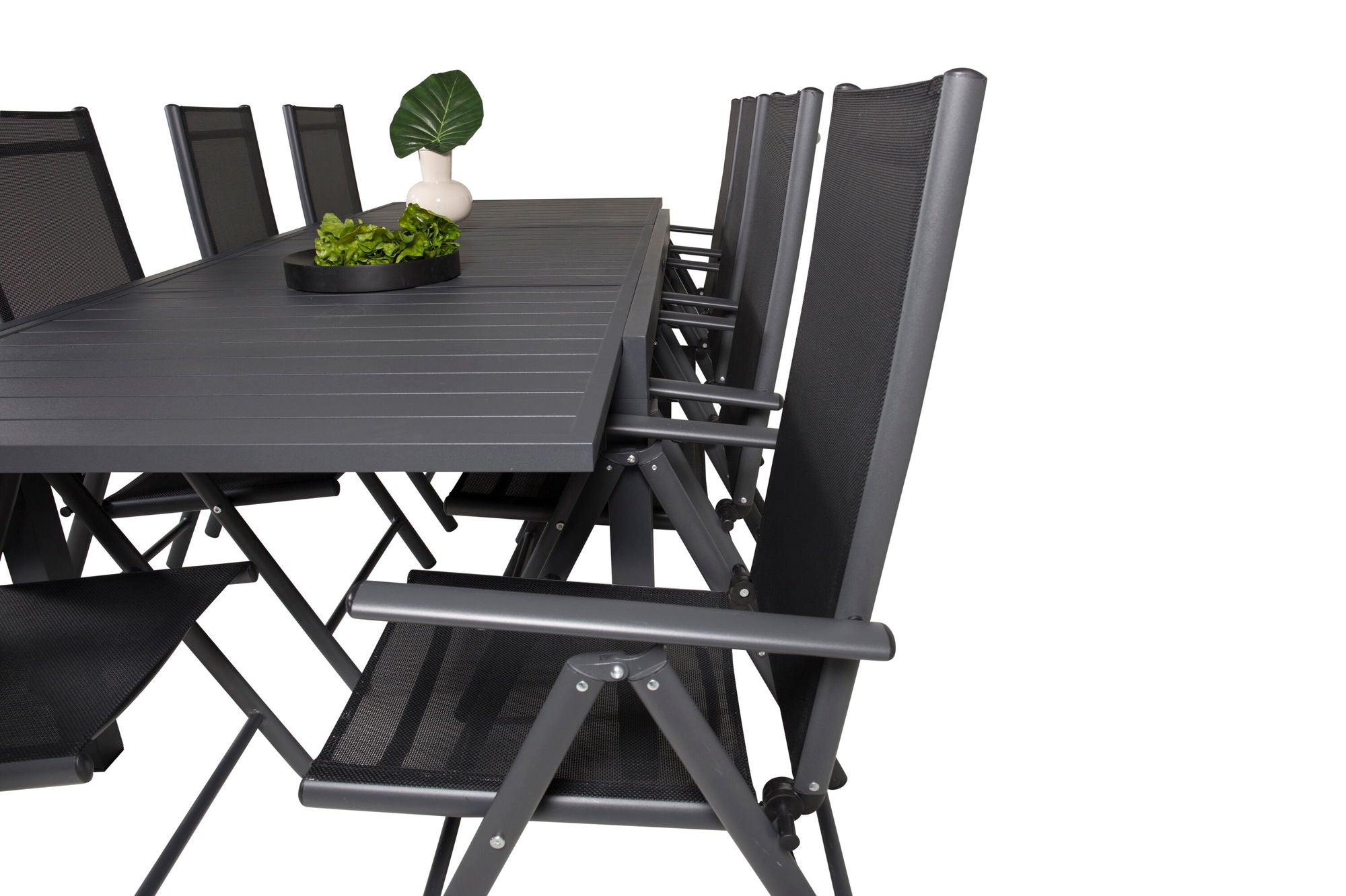 Venture Home Marbella spisebord 160/240*100*H75 - Black+Break 5:pos stol - Black alu / Black Textilene_8