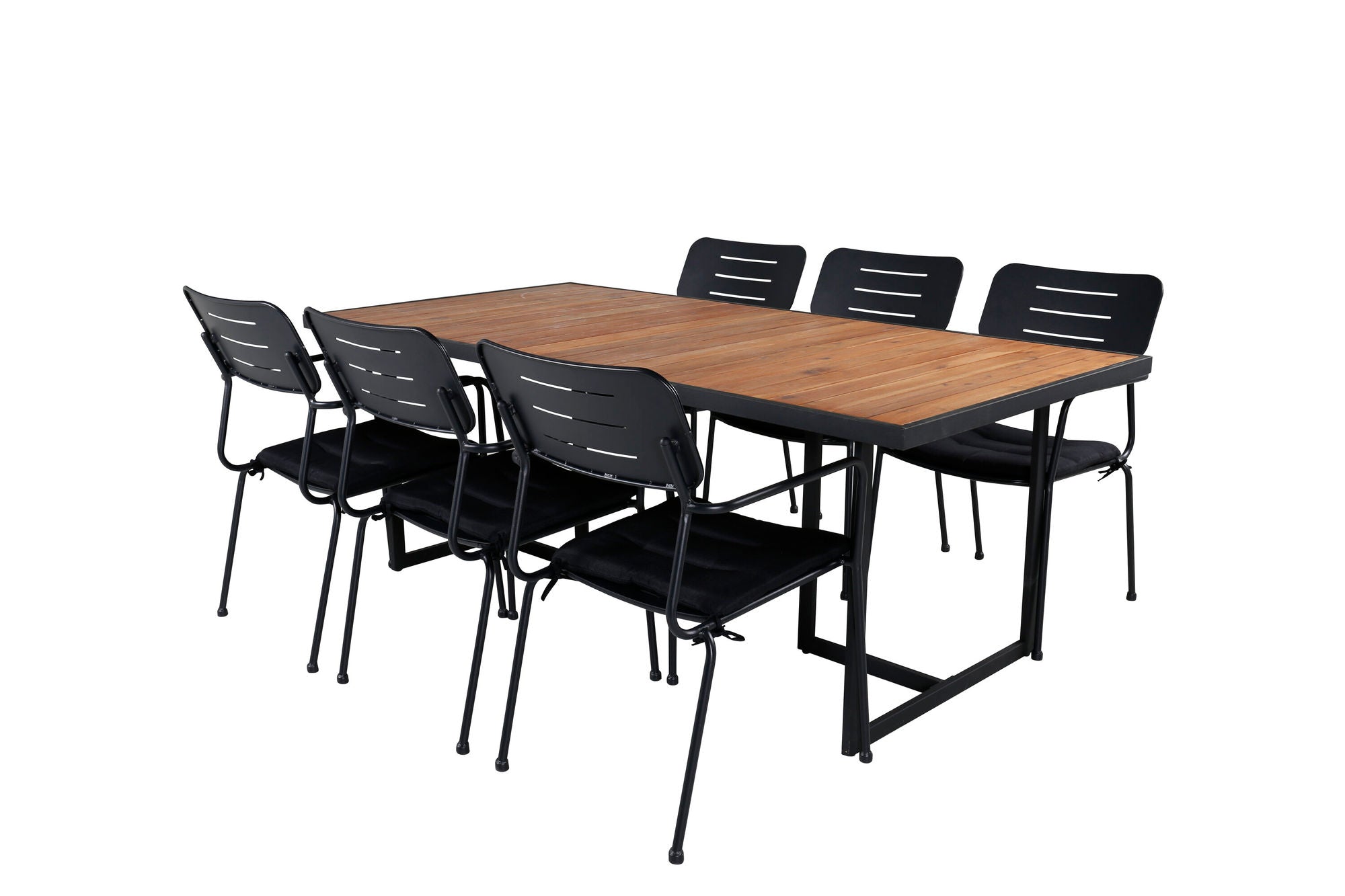 Venture Home Khung spisebord - Black Steel / Acacia (teklook) - 200*100cm+Nicke Dining chair w. armrest - Black Steel_6