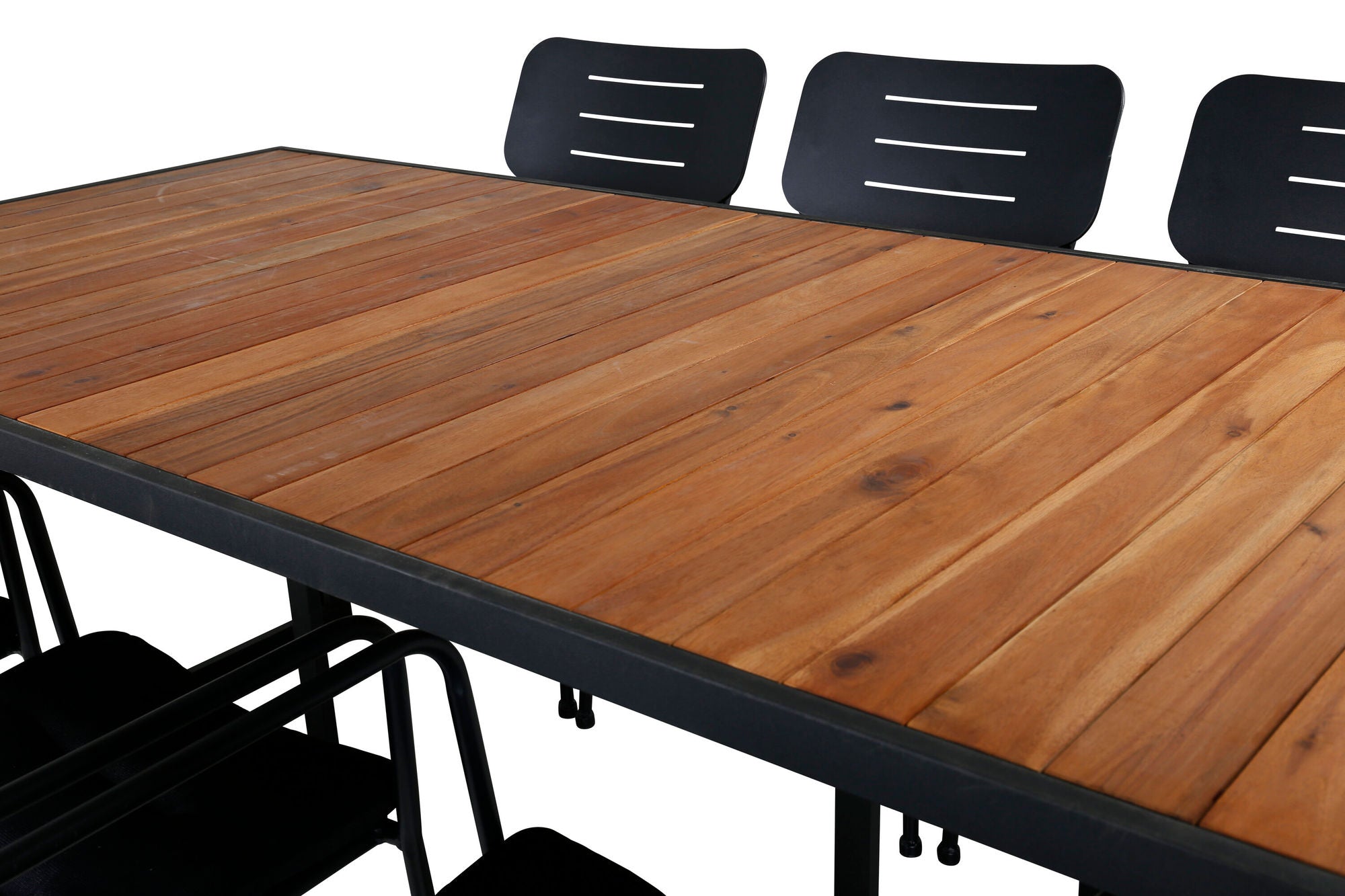 Venture Home Khung spisebord - Black Steel / Acacia (teklook) - 200*100cm+Nicke Dining chair w. armrest - Black Steel_6