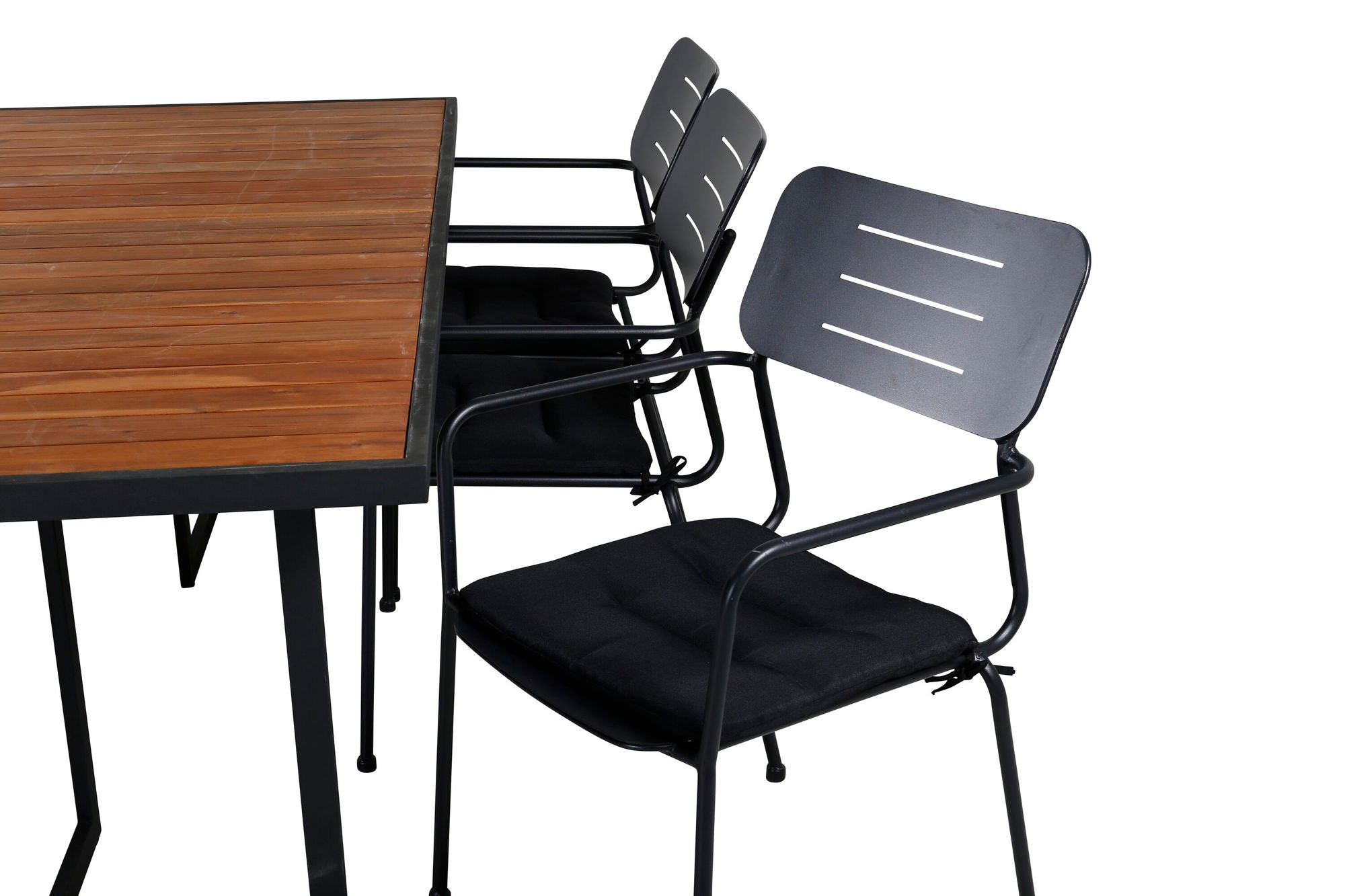 Venture Home Khung spisebord - Black Steel / Acacia (teklook) - 200*100cm+Nicke Dining chair w. armrest - Black Steel_6