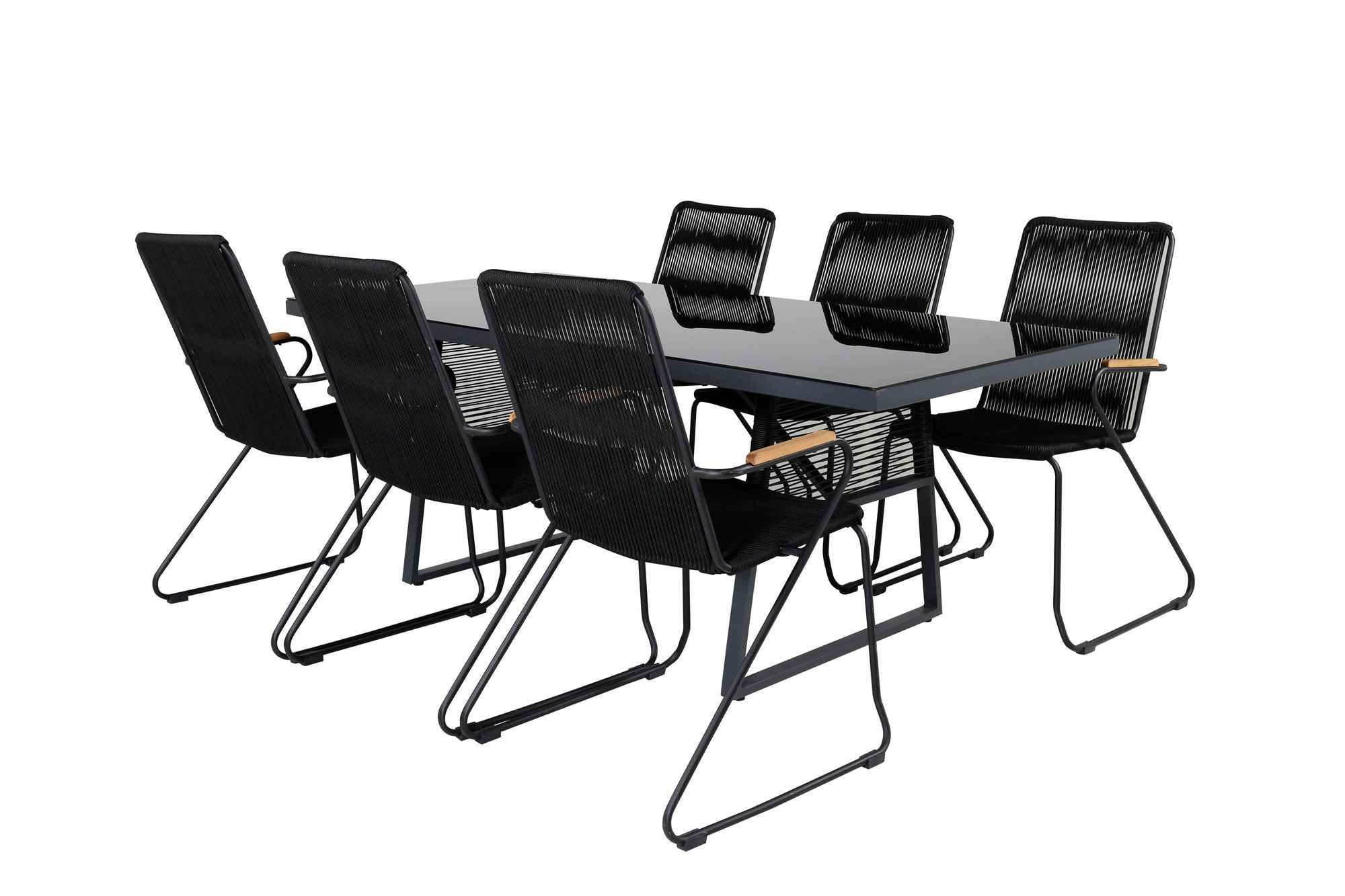 Venture Home Dallas spisebord+Bois Armchair - Black Alu / Black Rope / Acacia_6