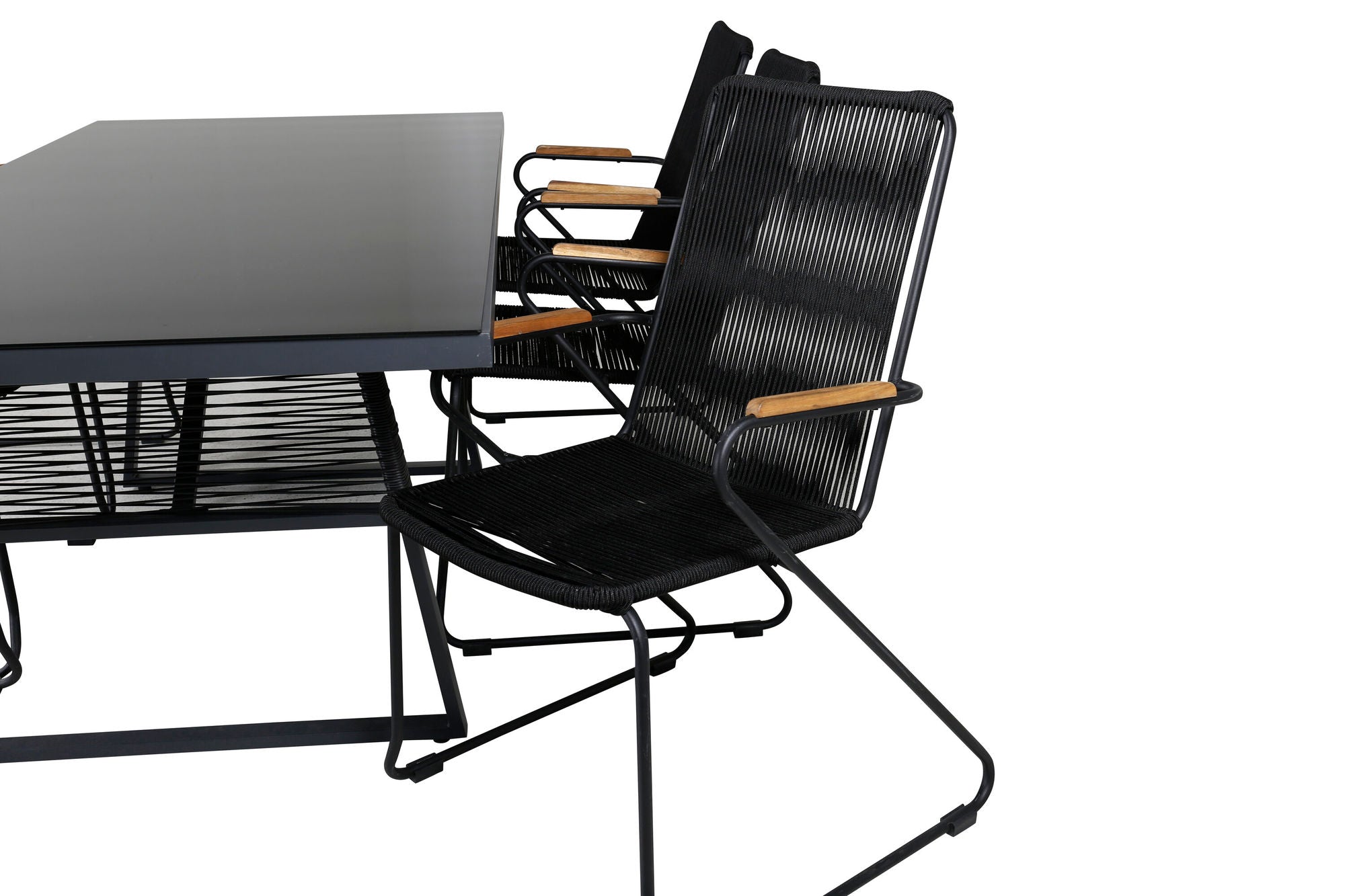 Venture Home Dallas spisebord+Bois Armchair - Black Alu / Black Rope / Acacia_6