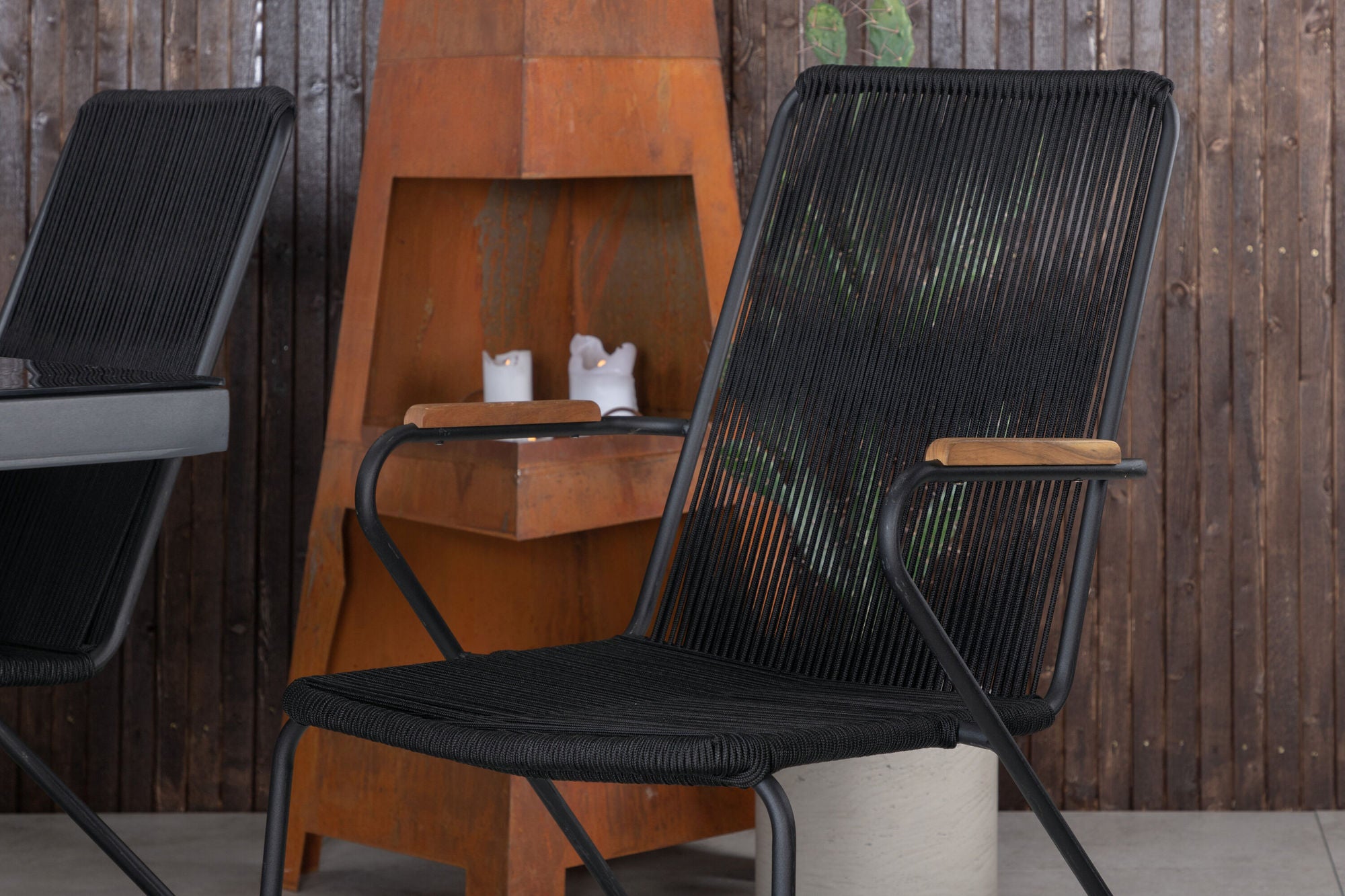 Venture Home Dallas spisebord+Bois Armchair - Black Alu / Black Rope / Acacia_6