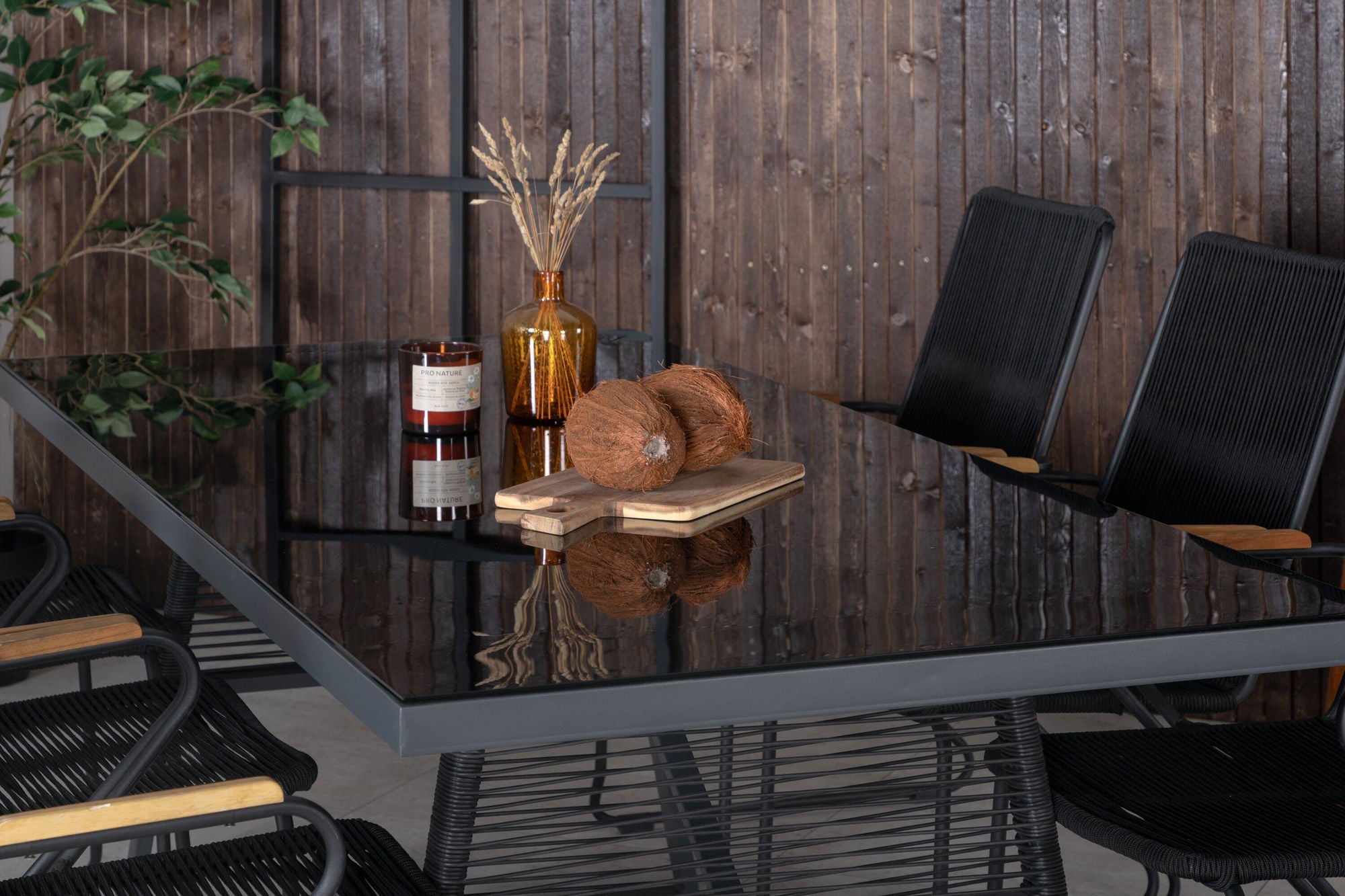 Venture Home Dallas spisebord+Bois Armchair - Black Alu / Black Rope / Acacia_6