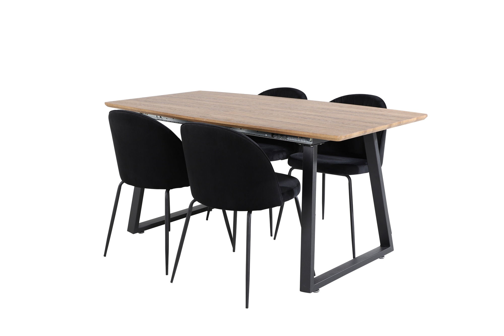 Venture Home Inca spisebord - 160/200*85*H75 - Oak / Black+Wrinkles Spisebordsstol - Black Legs - Black Velvet_4