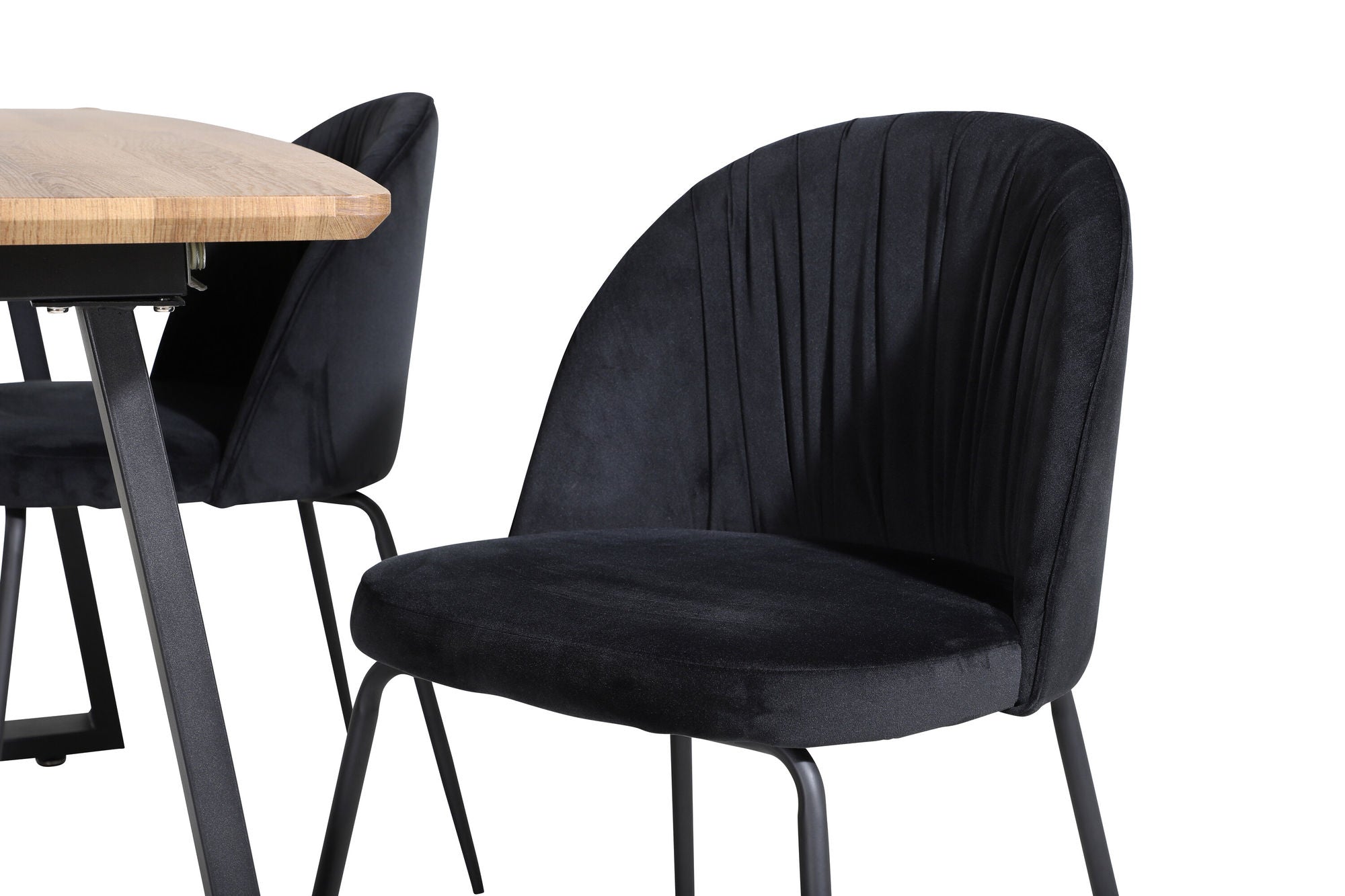 Venture Home Inca spisebord - 160/200*85*H75 - Oak / Black+Wrinkles Spisebordsstol - Black Legs - Black Velvet_4