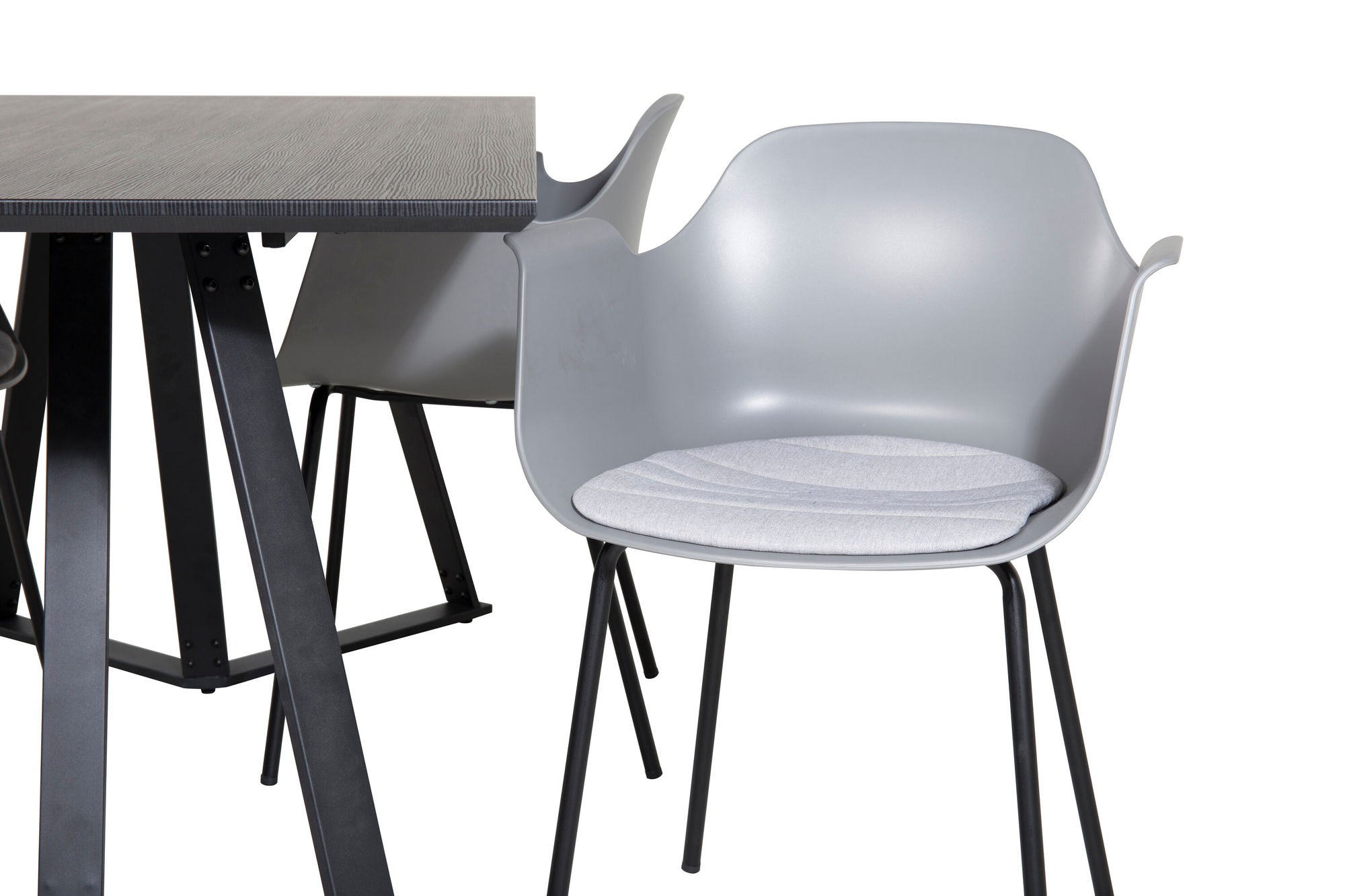 Venture Home Marina spisebord - Black top / Black Legs +Comfort Plastic Spisebordsstol - Black Legs - Grey Plastic_4
