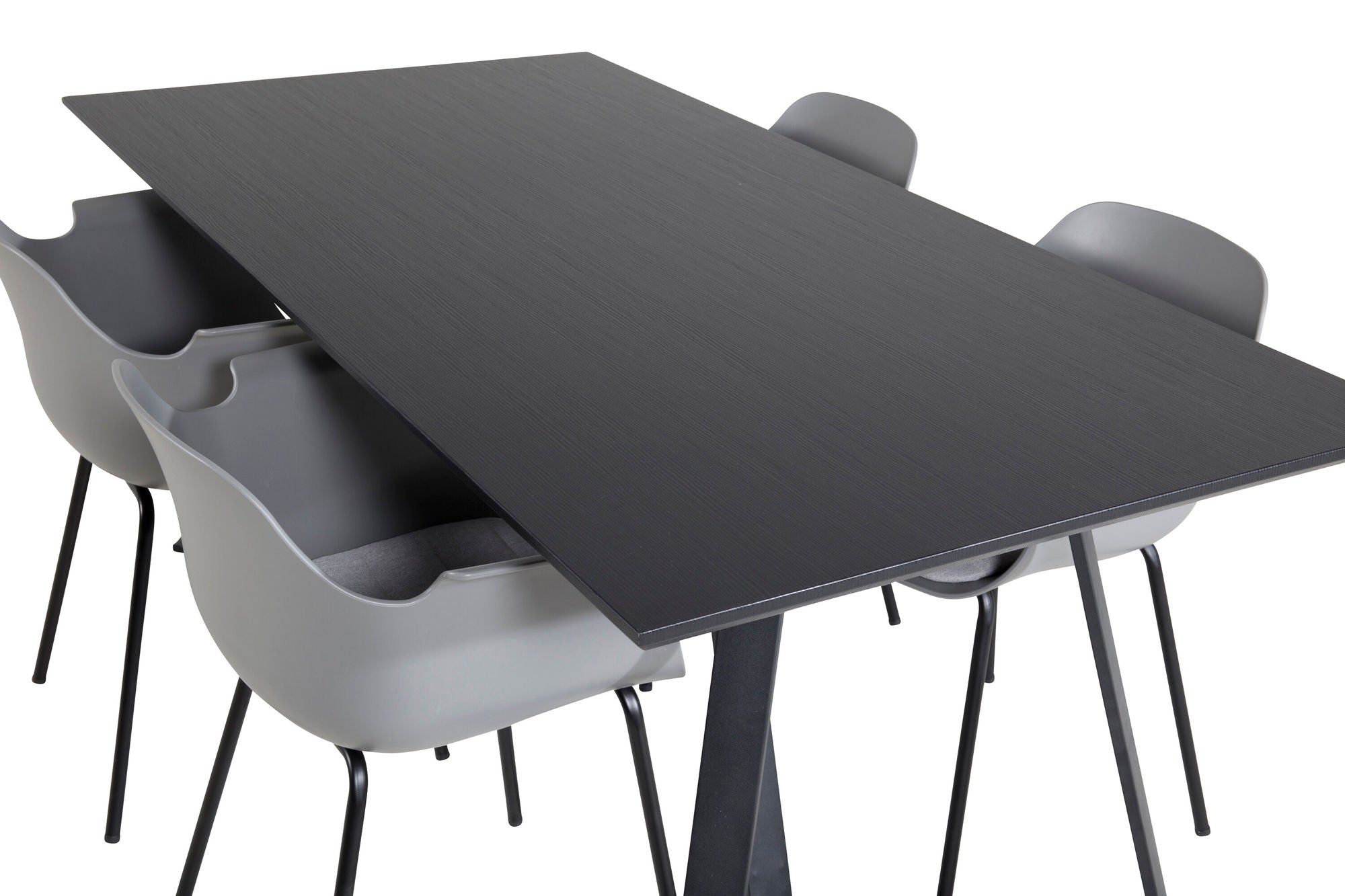 Venture Home Marina spisebord - Black top / Black Legs +Comfort Plastic Spisebordsstol - Black Legs - Grey Plastic_4
