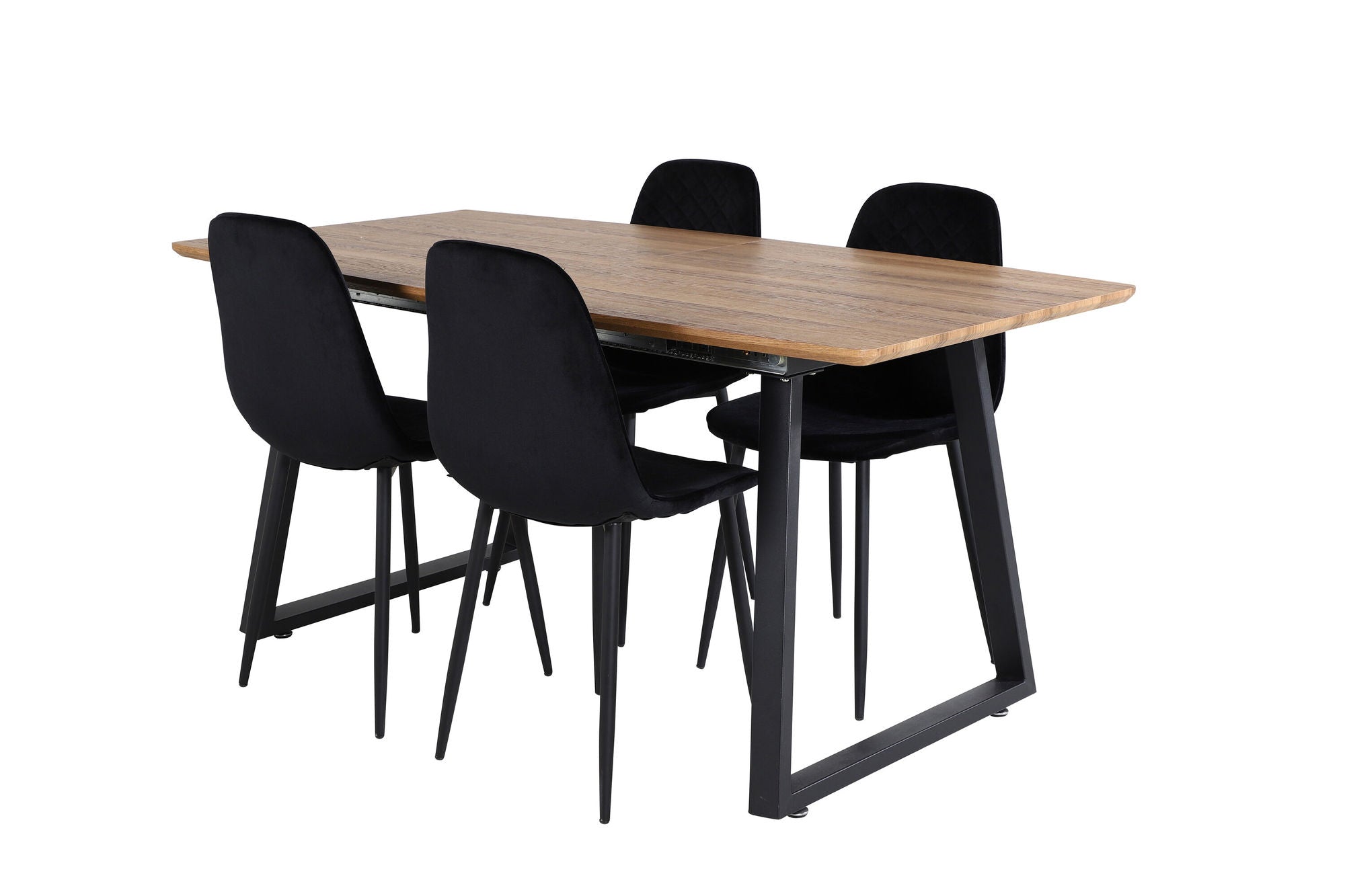 Venture Home Inca spisebord - 160/200*85*H75 - Oak / Black+Polar Diamond Spisebordsstol - Black Legs - Black Velvet_4