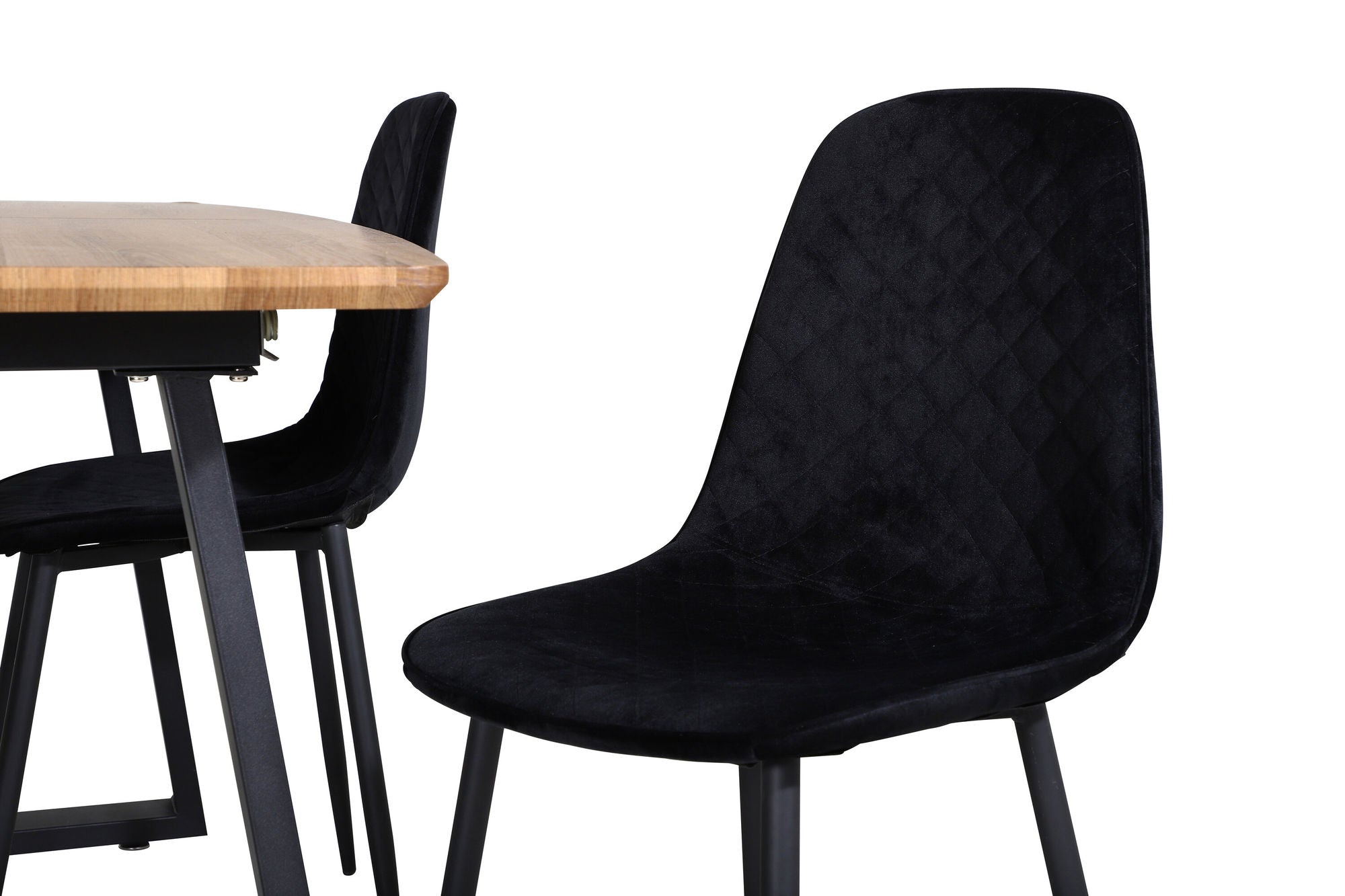 Venture Home Inca spisebord - 160/200*85*H75 - Oak / Black+Polar Diamond Spisebordsstol - Black Legs - Black Velvet_4