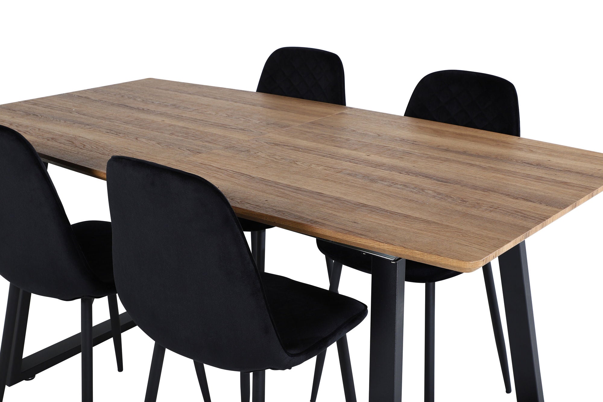 Venture Home Inca spisebord - 160/200*85*H75 - Oak / Black+Polar Diamond Spisebordsstol - Black Legs - Black Velvet_4