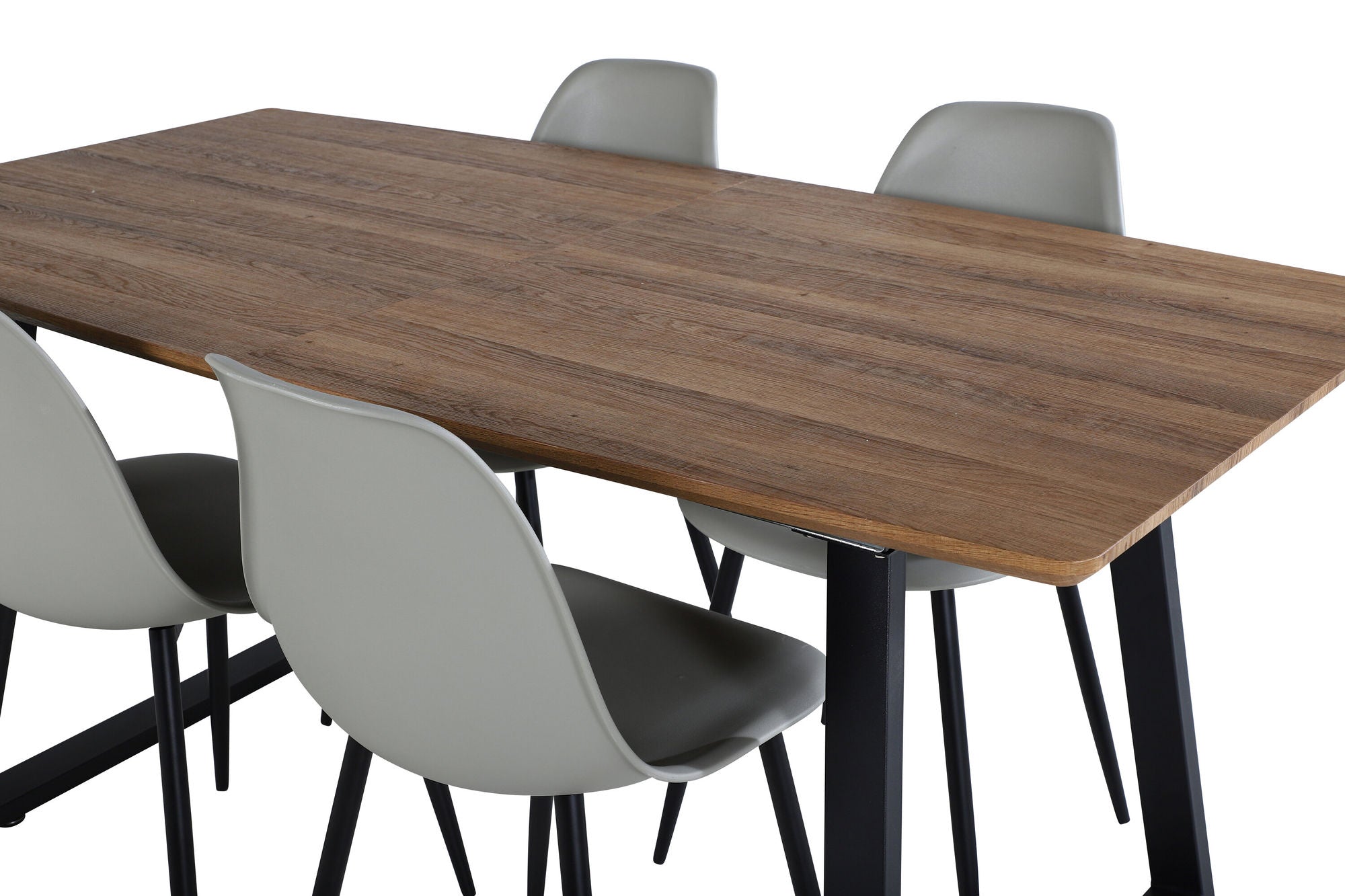 Venture Home Inca spisebord - 160/200*85*H75 - Oak / Black+Polar Plastic Spisebordsstol - Black Legs / Grey Plastic_4