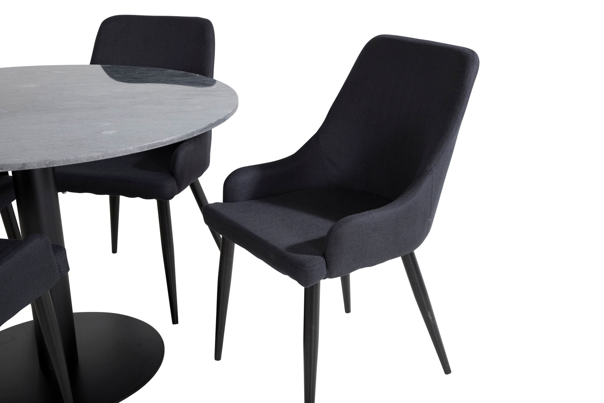 Venture Home Estelle rund spisebord ø106 H75 - Black / Black+Plaza Spisebordsstol - Black Legs - Black Fabric_4
