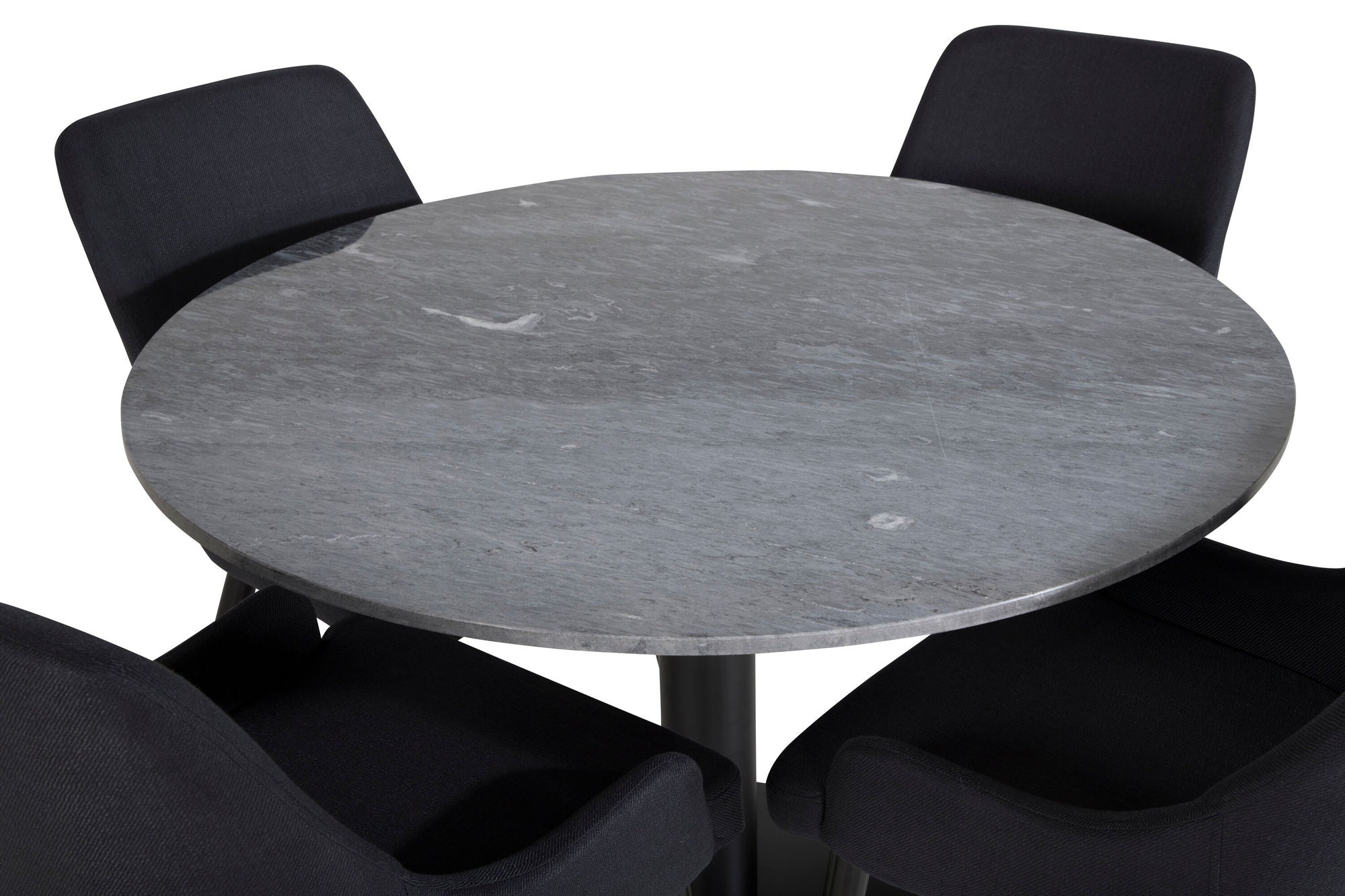 Venture Home Estelle rund spisebord ø106 H75 - Black / Black+Plaza Spisebordsstol - Black Legs - Black Fabric_4
