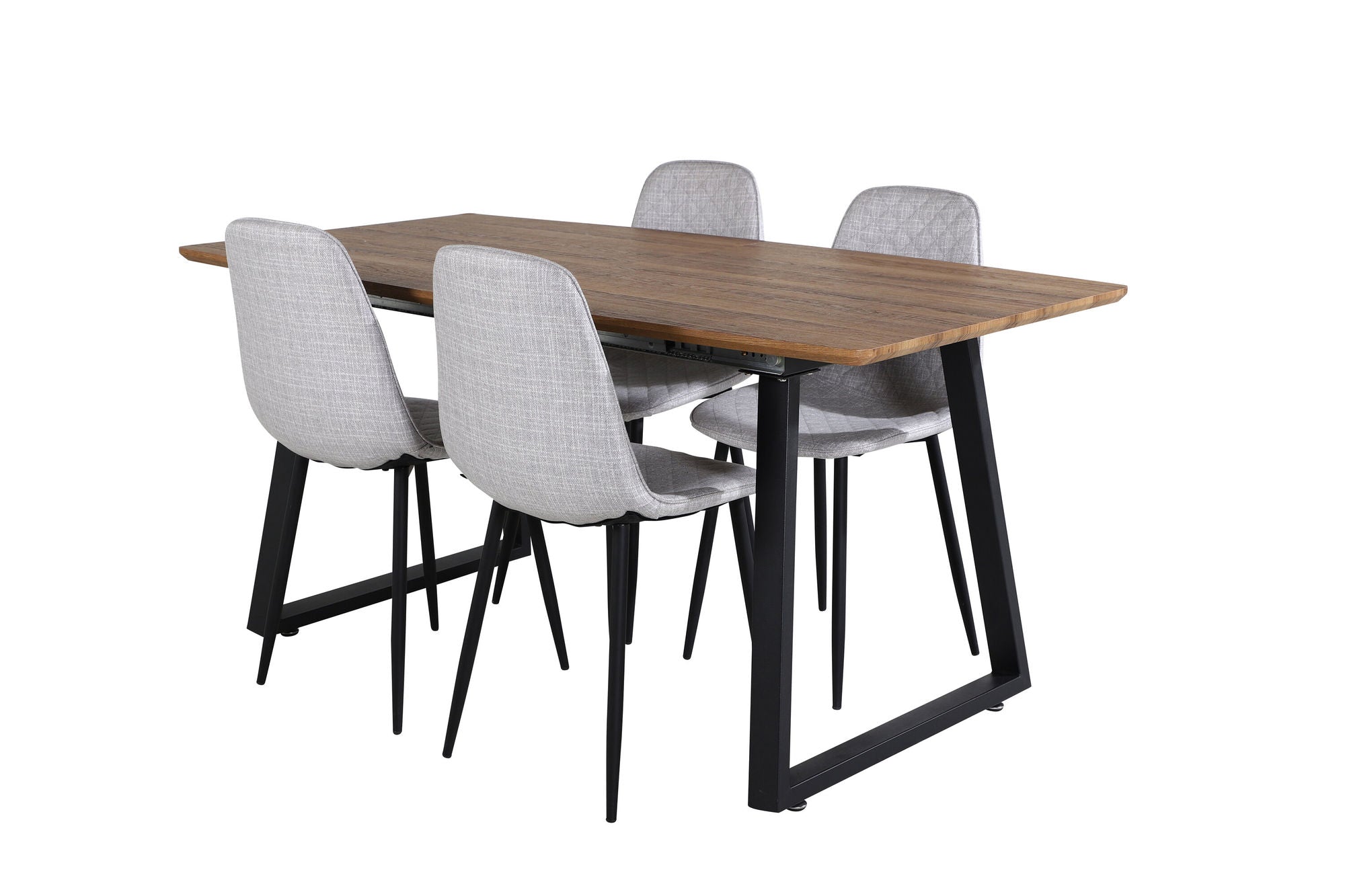 Venture Home Inca spisebord - 160/200*85*H75 - Oak / Black+Polar Diamond Spisebordsstol - Black Legs - Grey Fabric_4