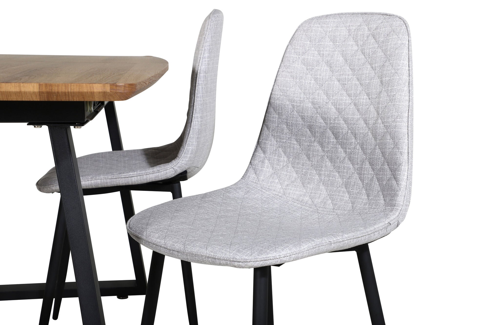 Venture Home Inca spisebord - 160/200*85*H75 - Oak / Black+Polar Diamond Spisebordsstol - Black Legs - Grey Fabric_4