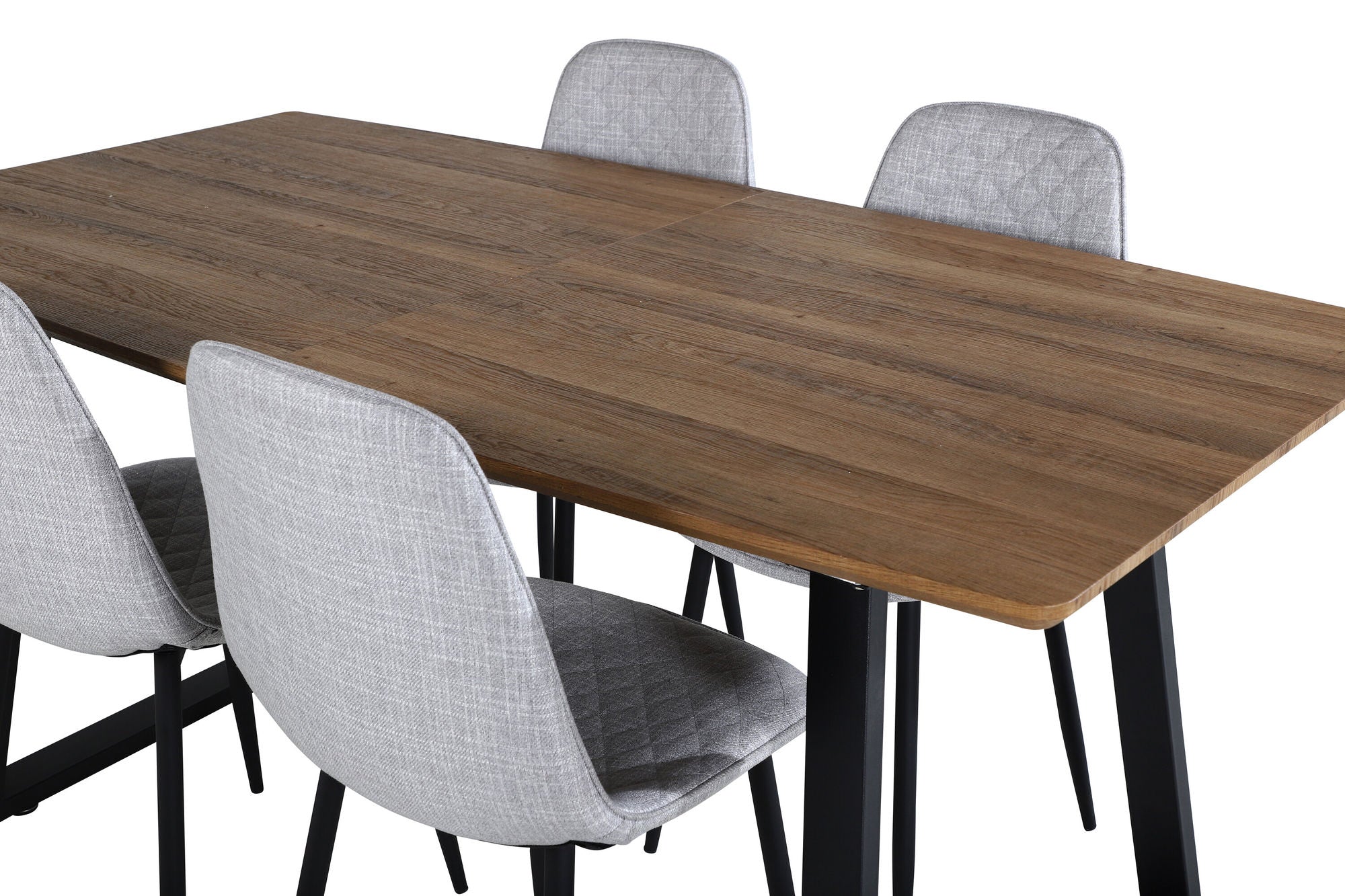 Venture Home Inca spisebord - 160/200*85*H75 - Oak / Black+Polar Diamond Spisebordsstol - Black Legs - Grey Fabric_4