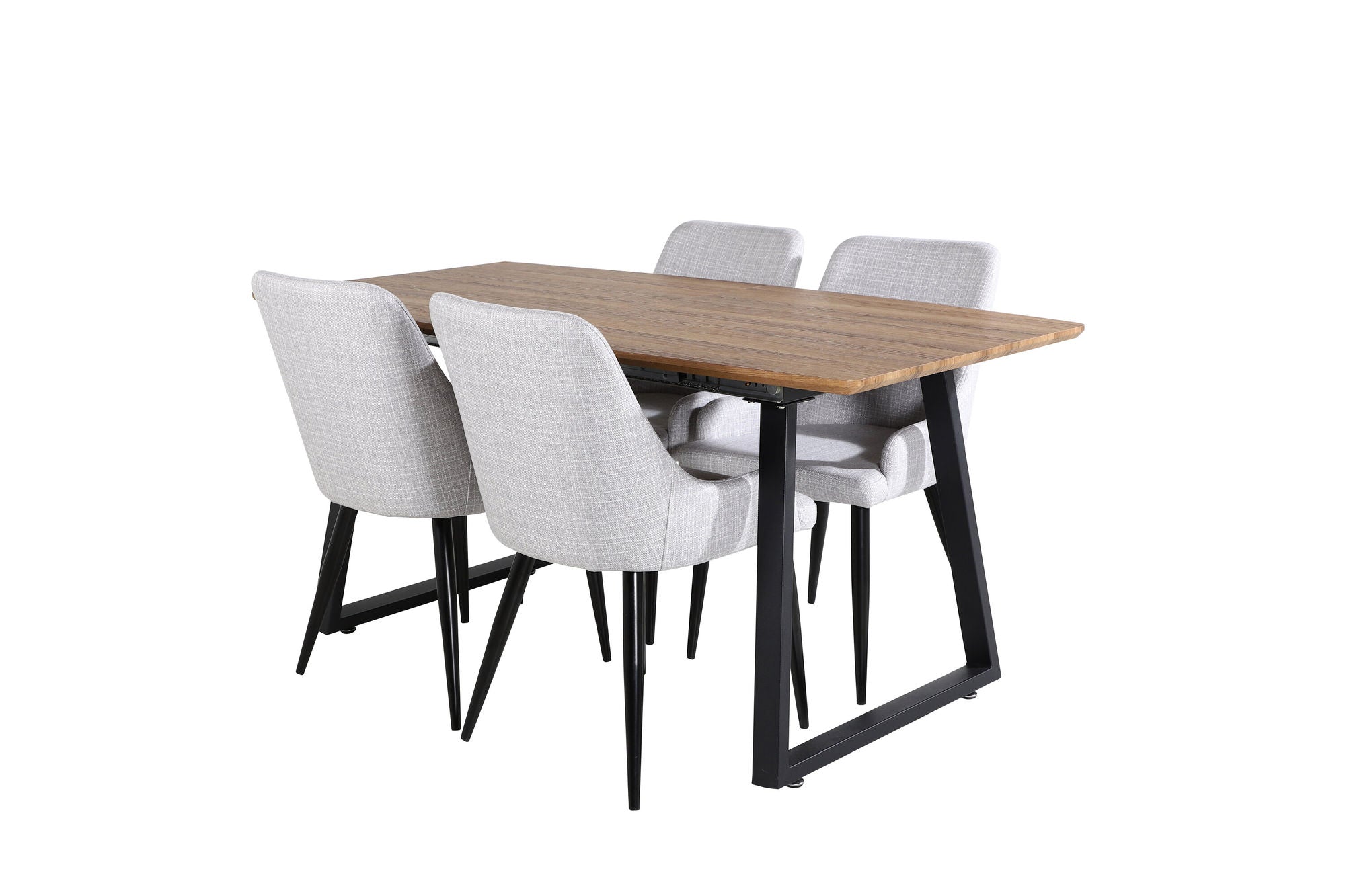 Venture Home Inca spisebord - 160/200*85*H75 - Oak / Black+Plaza Dining chair - Black legs - Light Grey Fabric_4