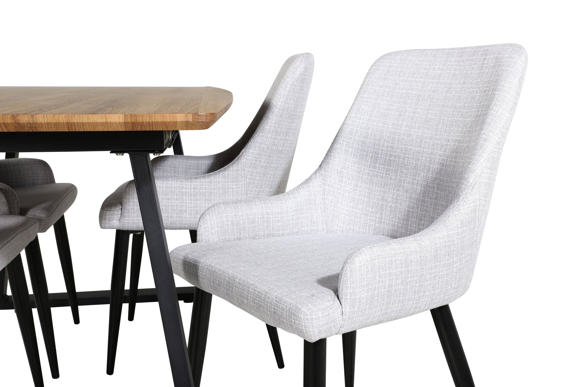 Venture Home Inca spisebord - 160/200*85*H75 - Oak / Black+Plaza Dining chair - Black legs - Light Grey Fabric_4