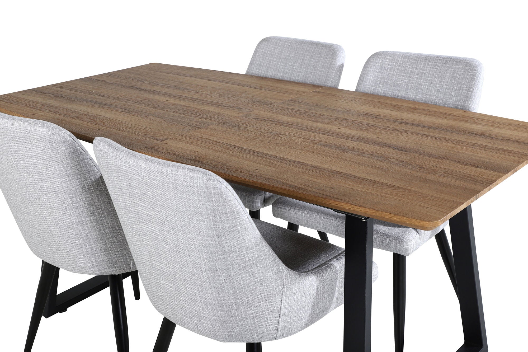 Venture Home Inca spisebord - 160/200*85*H75 - Oak / Black+Plaza Dining chair - Black legs - Light Grey Fabric_4