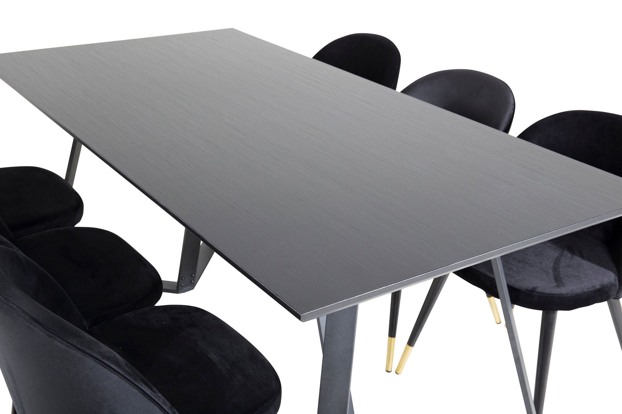 Venture Home Marina spisebord - Black top / Black Legs +Velvet Spisebordsstol Brass - Black / Black_6