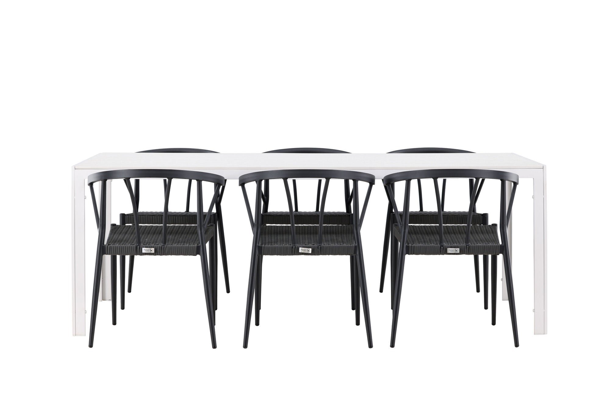Venture Home Break spisebord - White / White Aintwood +Stina - Spisebordsstol- Black - Alu/wicker - NEED Higher Seat hegiht! _6